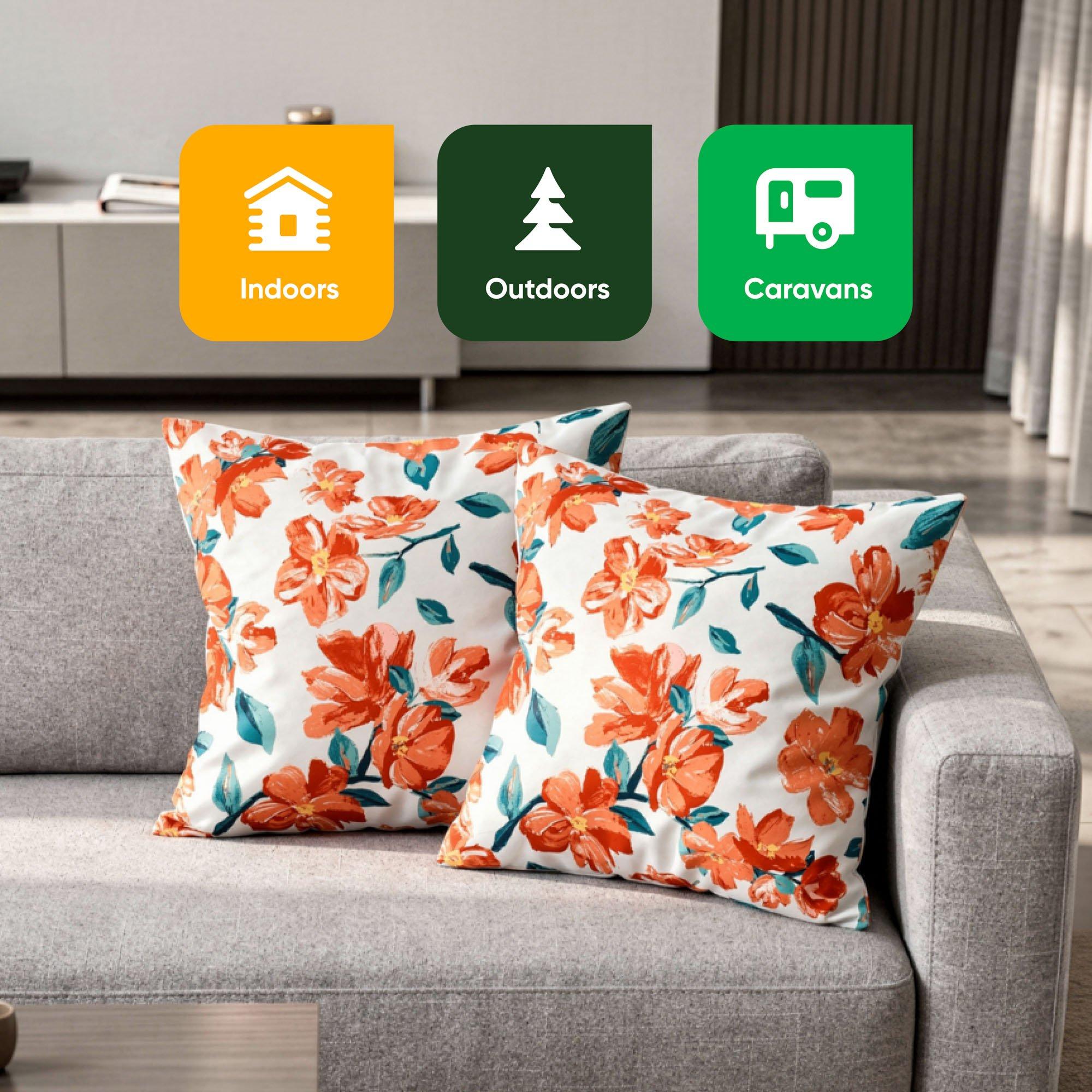 Multi - Streetwize - Outdoor Pair of  Japanese Floral Scatter Cushions - 7