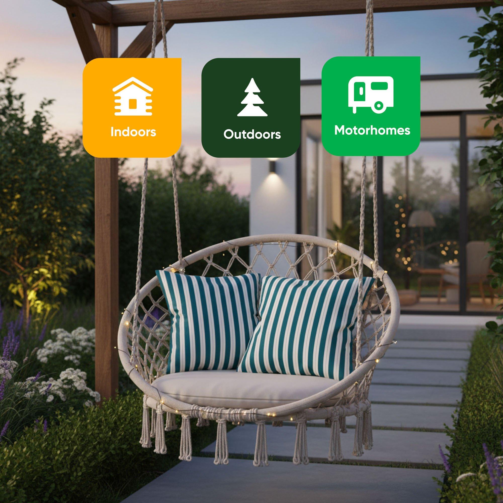 Teal - Streetwize - Outdoor Pair of  Teal Striped Scatter Cushions - 7