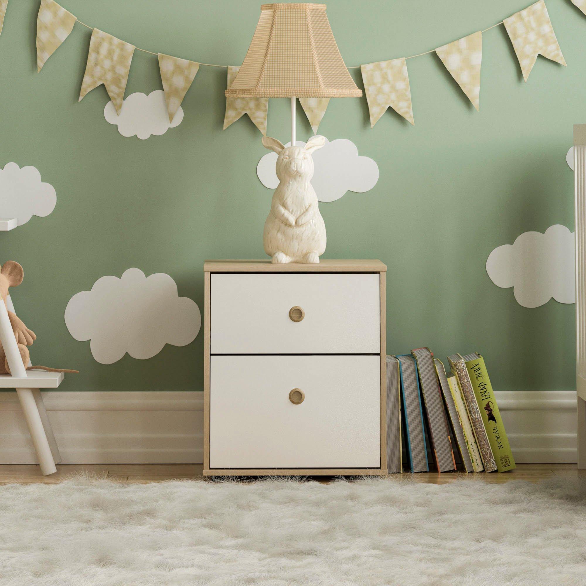 White & Oak - Lassic - Neptune 2 Drawer Bedside Table Set of 2 - 3