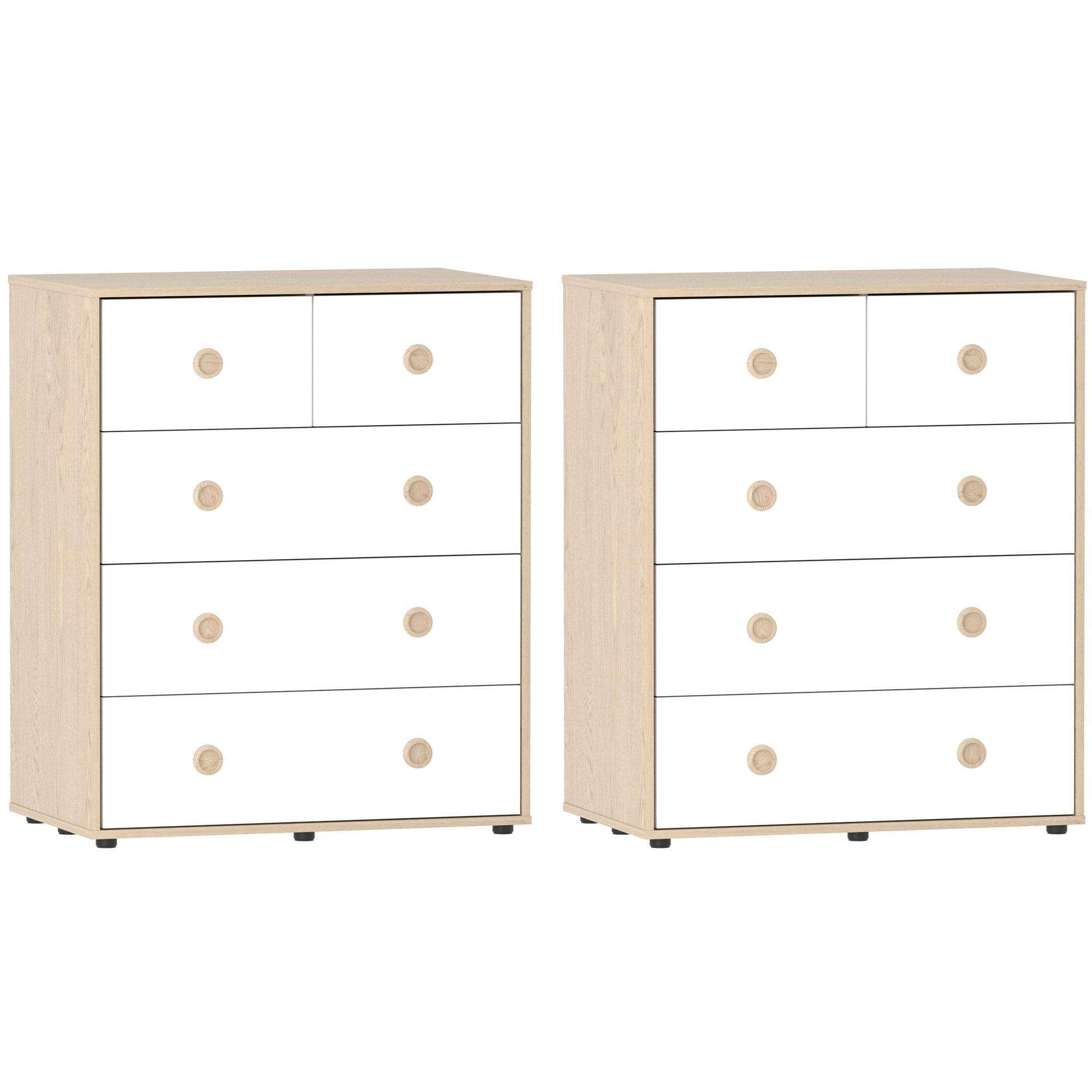 White & Oak - Lassic - Junior Vida Neptune 5 Drawer Chest Set of 2 - 4