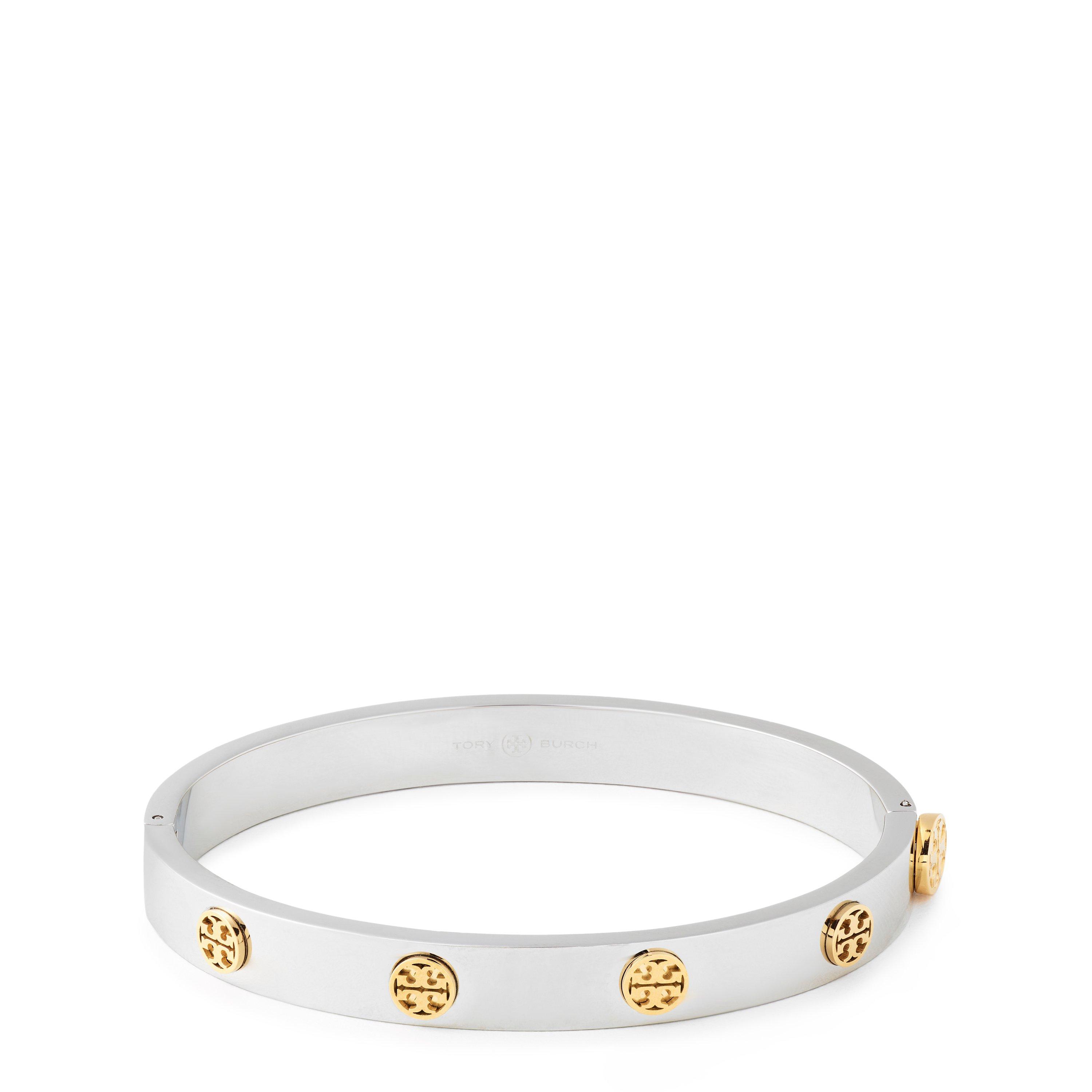 Tory Burch Bangle Bracelet 7mm - Silver/Gold - Large