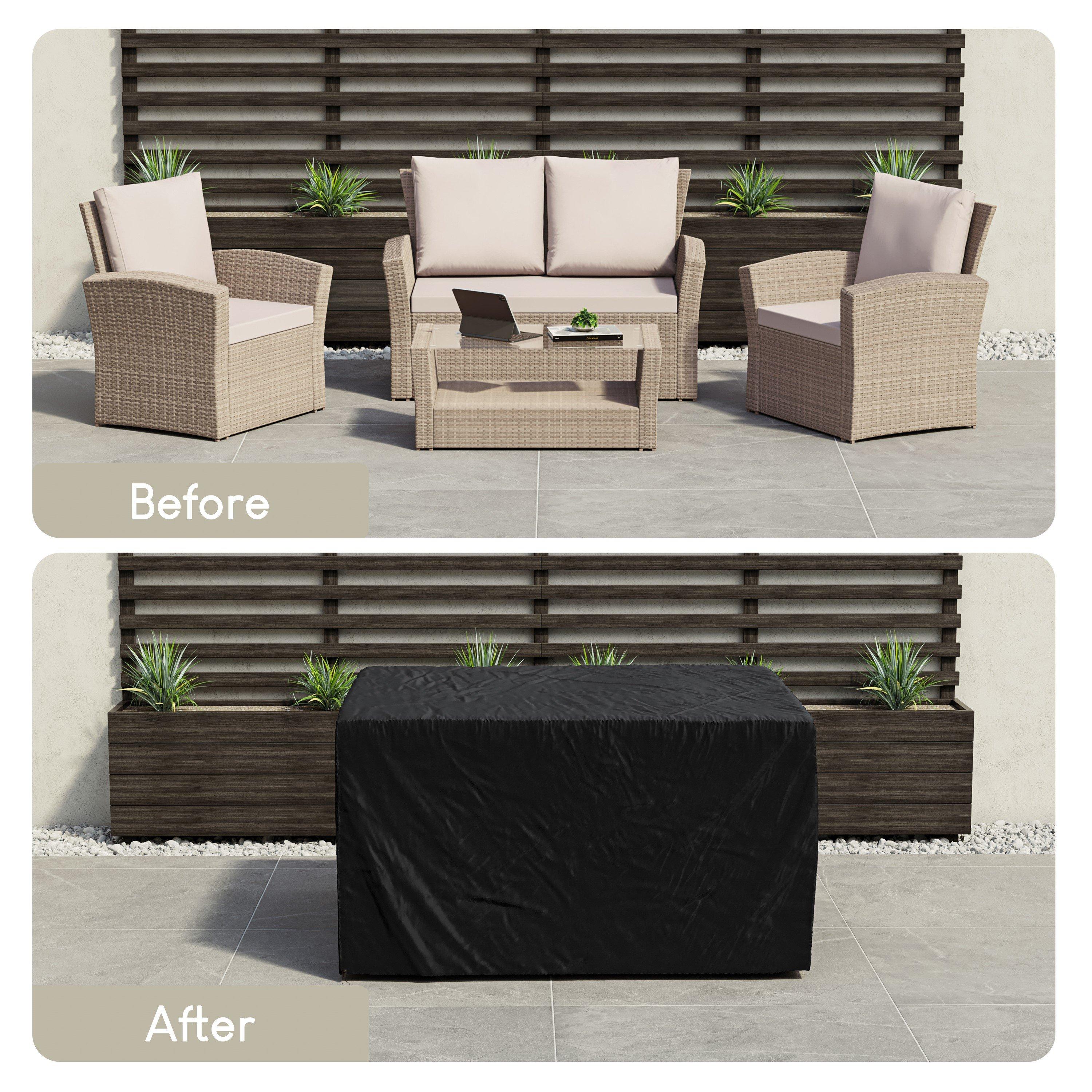 Grey - Lassic - Garden Vida Mylor 4 Seater Rattan Set + Cover - 13