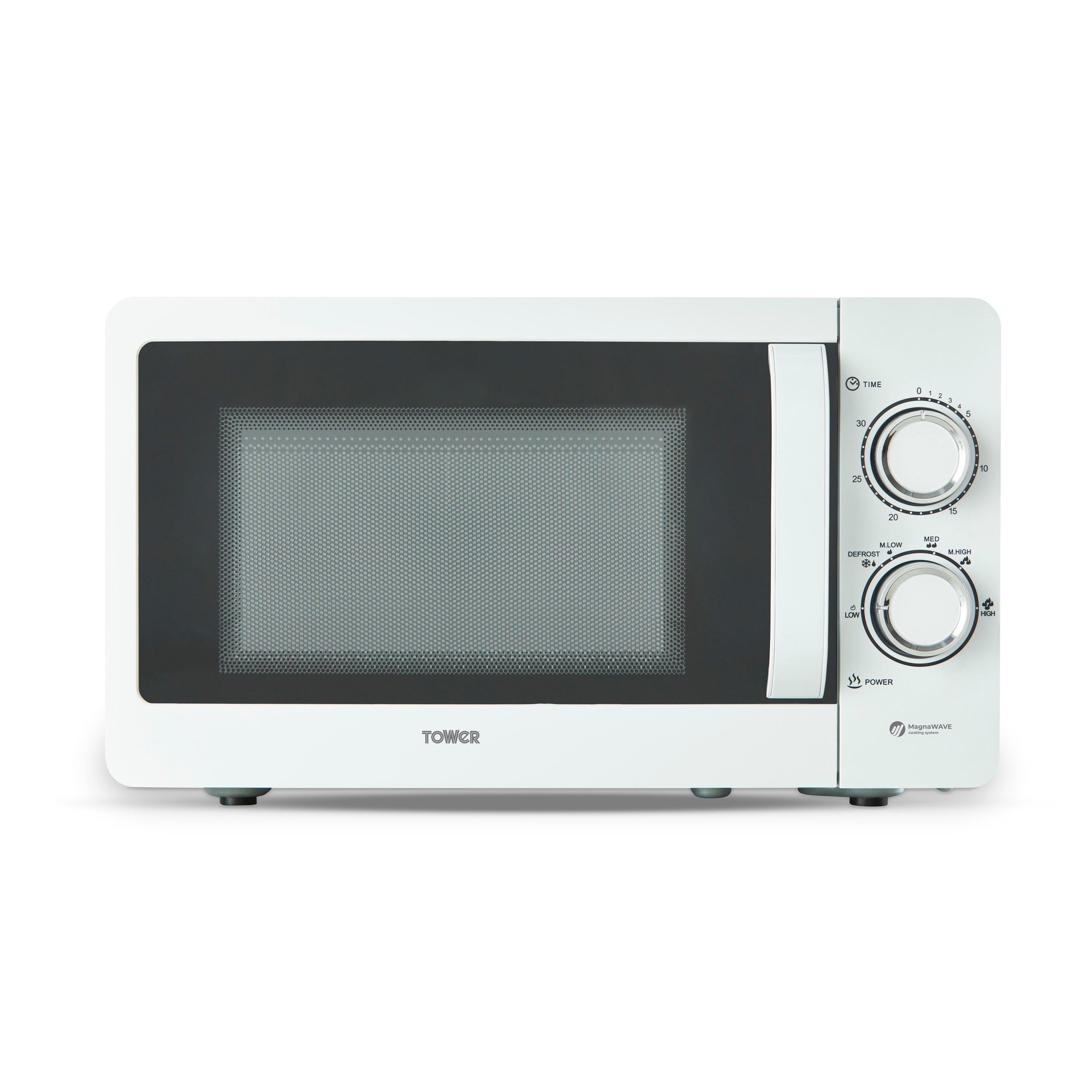 White - Tower - 20L 800W Manual Microwave White - 1