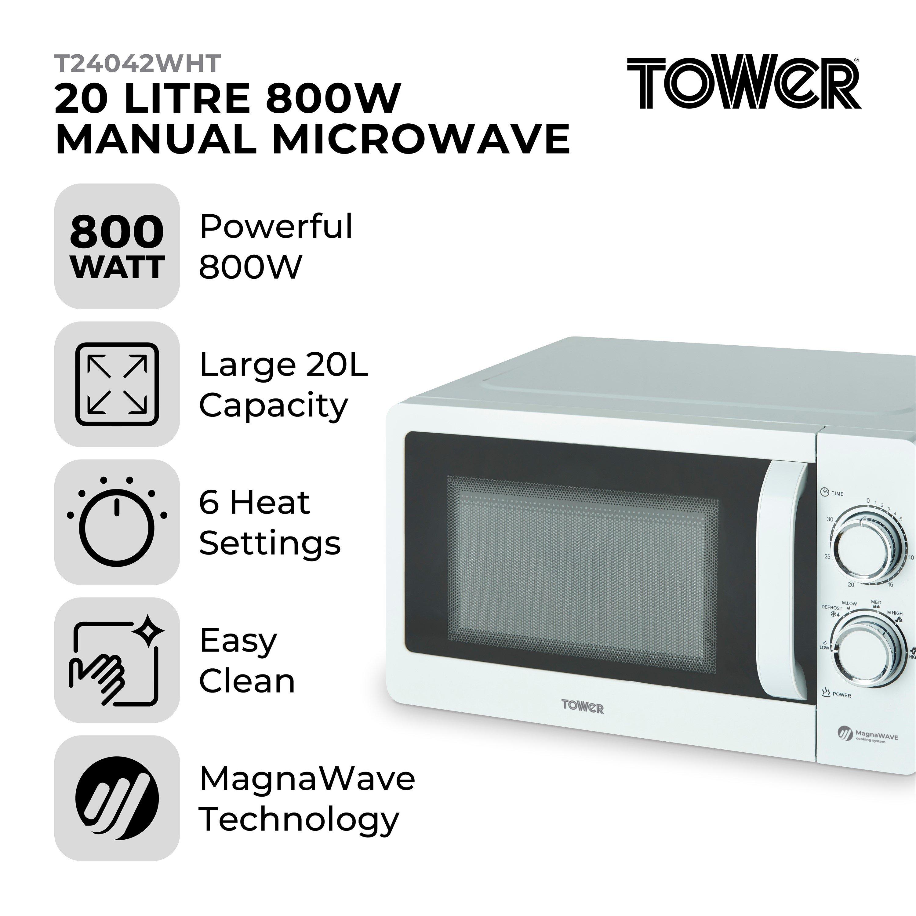 White - Tower - 20L 800W Manual Microwave White - 2