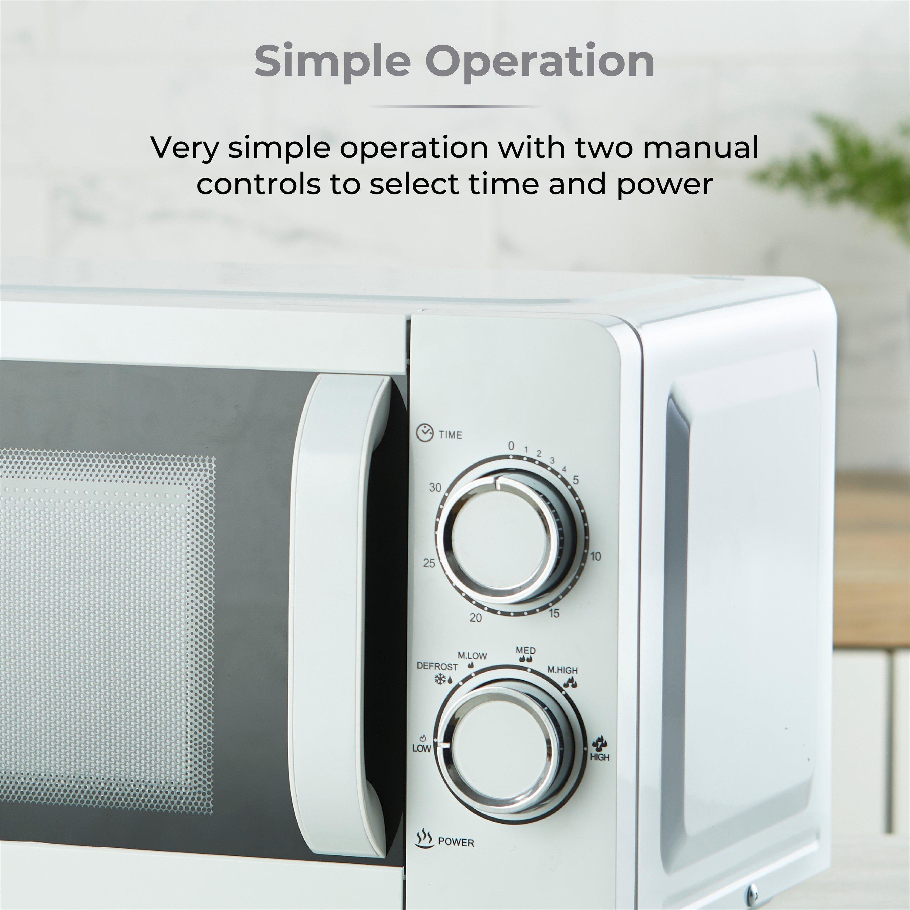 White - Tower - 20L 800W Manual Microwave White - 5