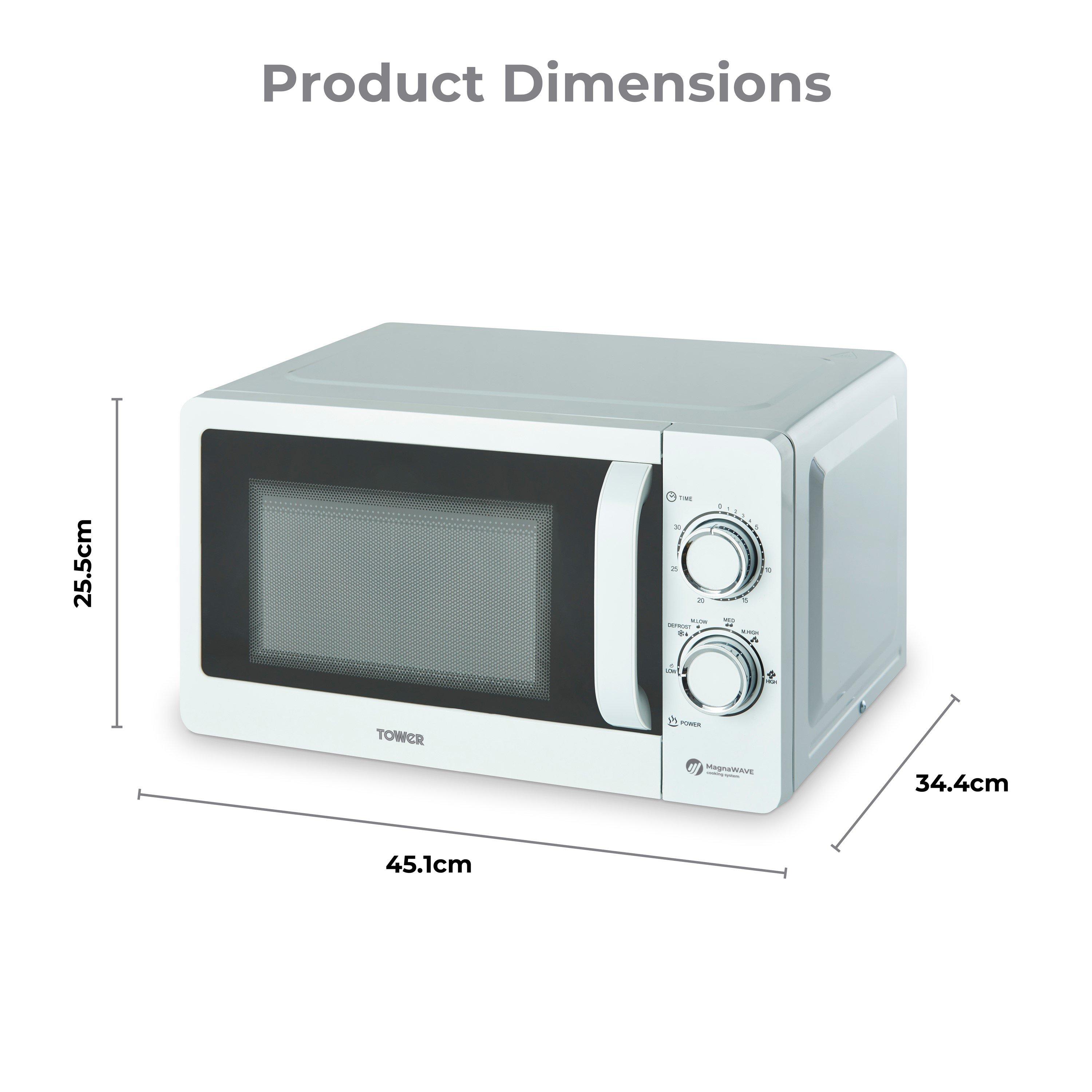 White - Tower - 20L 800W Manual Microwave White - 6