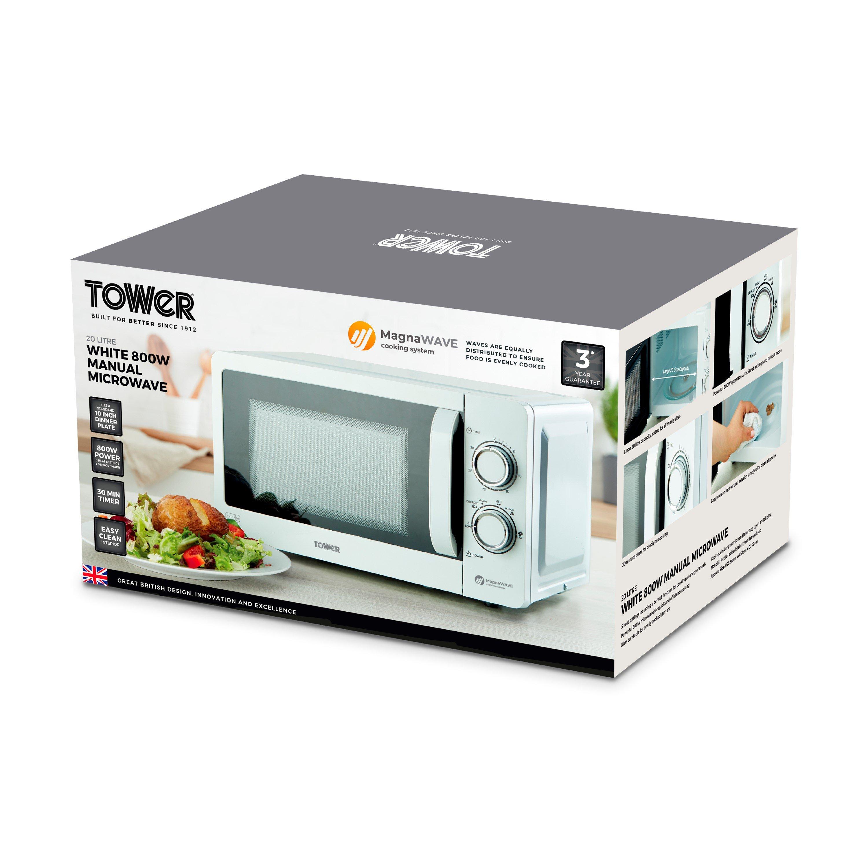 White - Tower - 20L 800W Manual Microwave White - 8
