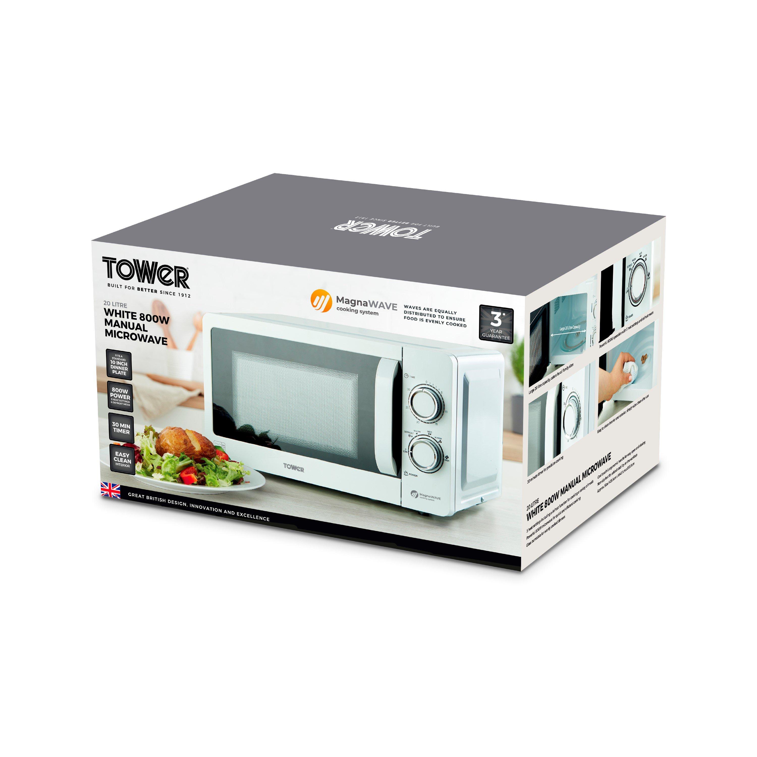 White - Tower - 20L 800W Manual Microwave White - 10