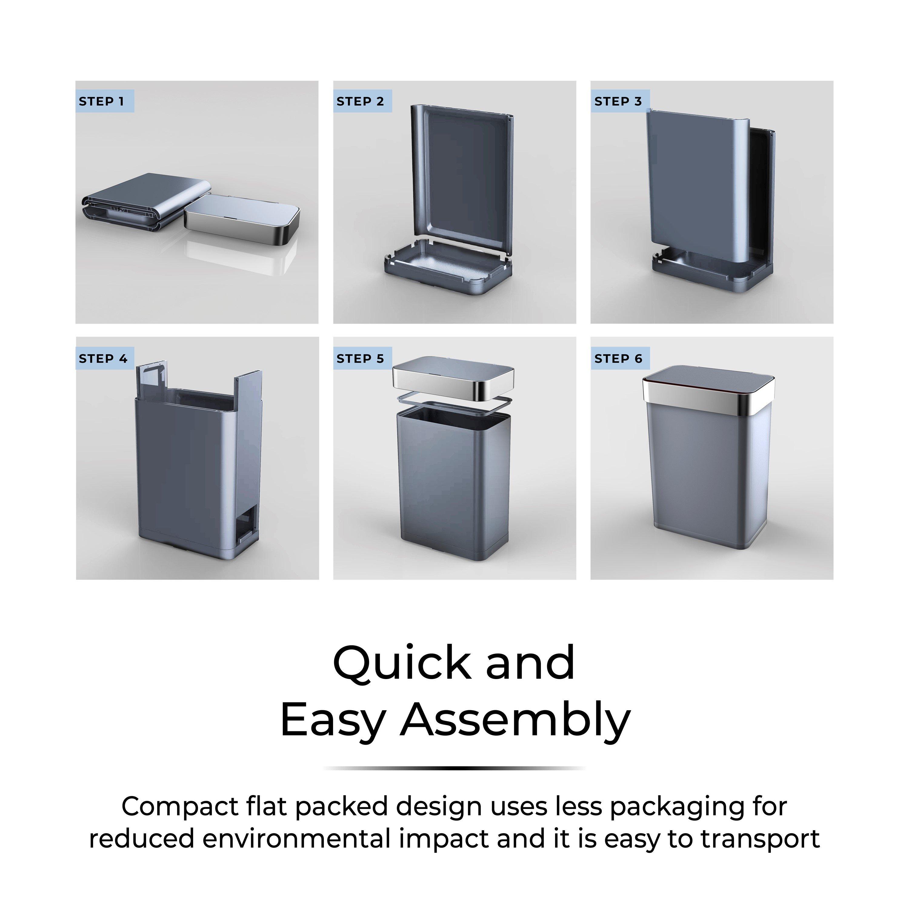 Grey - Tower - 60L Compact Sensor Bin Grey - 5