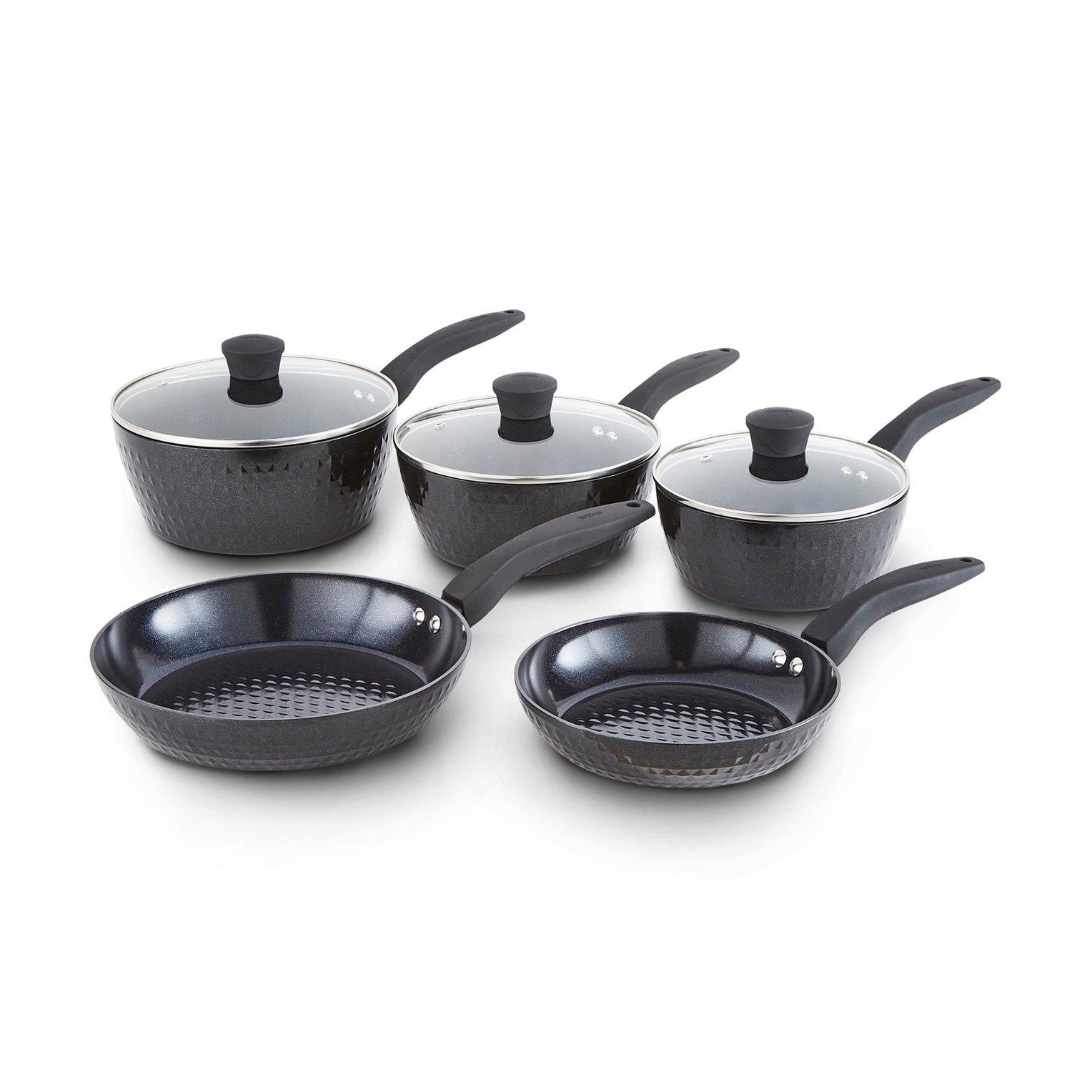 Tower  Diamo 5 Piece Cookware Set - Black - Medium