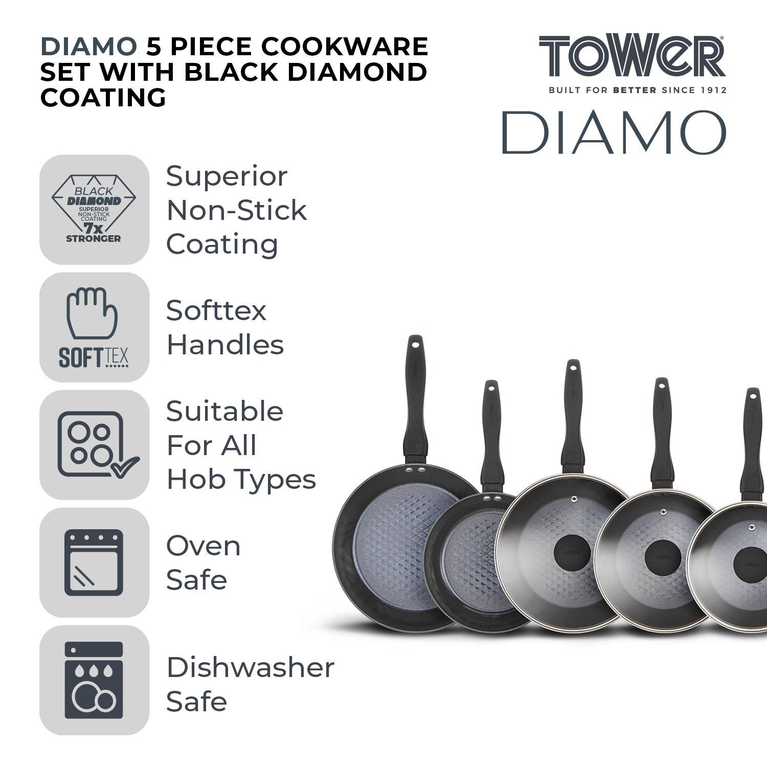 Black - Tower - Diamo 5 Piece Cookware Set - 2