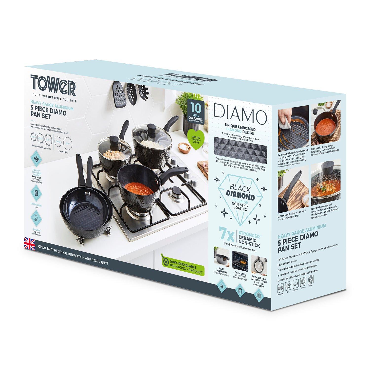 Black - Tower - Diamo 5 Piece Cookware Set - 11
