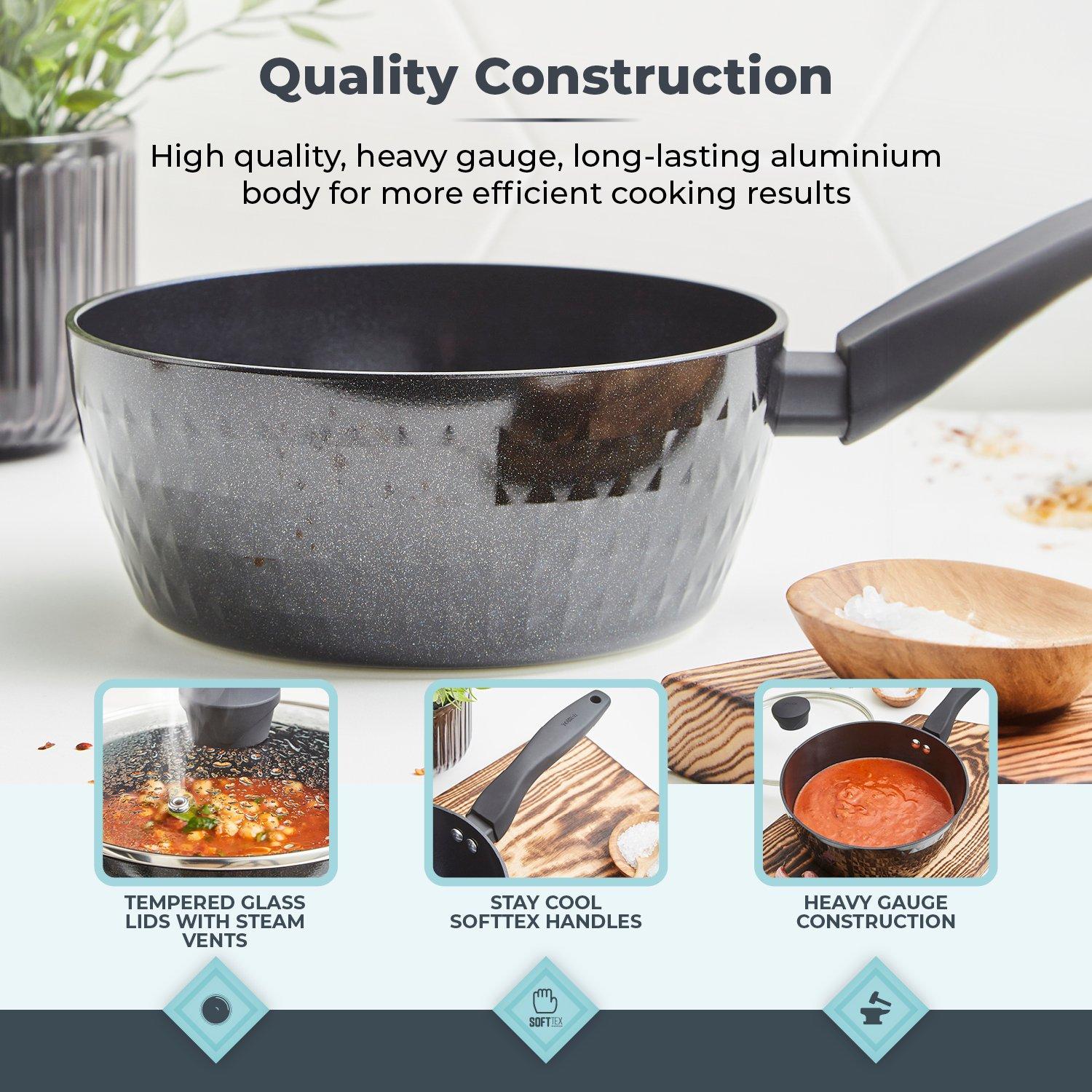 Black - Tower - Diamo 5 Piece Cookware Set - 5