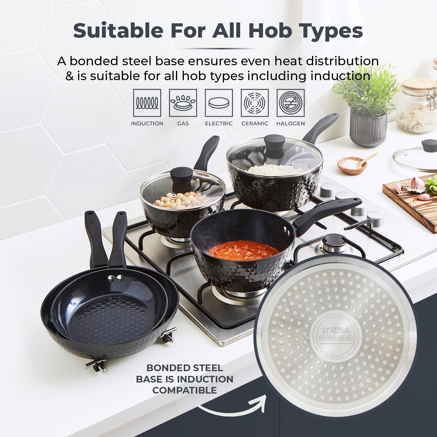 Black - Tower - Diamo 5 Piece Cookware Set - 6