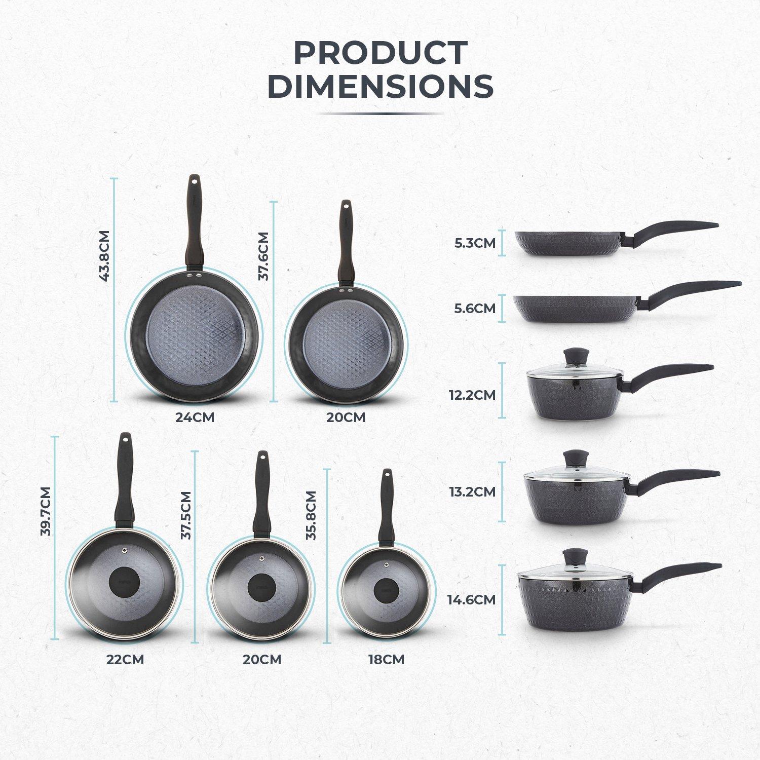 Black - Tower - Diamo 5 Piece Cookware Set - 8