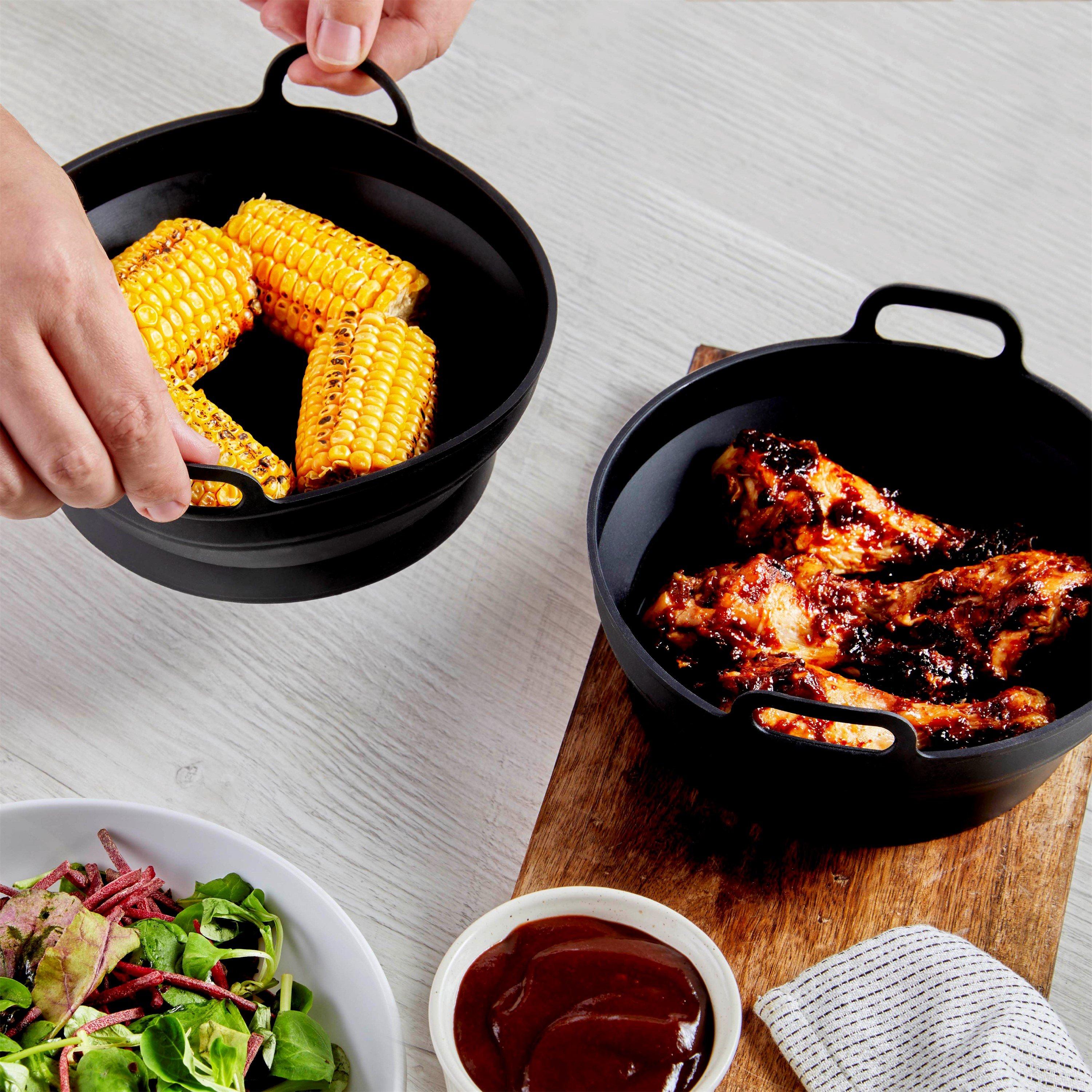 Black - Tower - 2 x Round Foldable Trays - 2