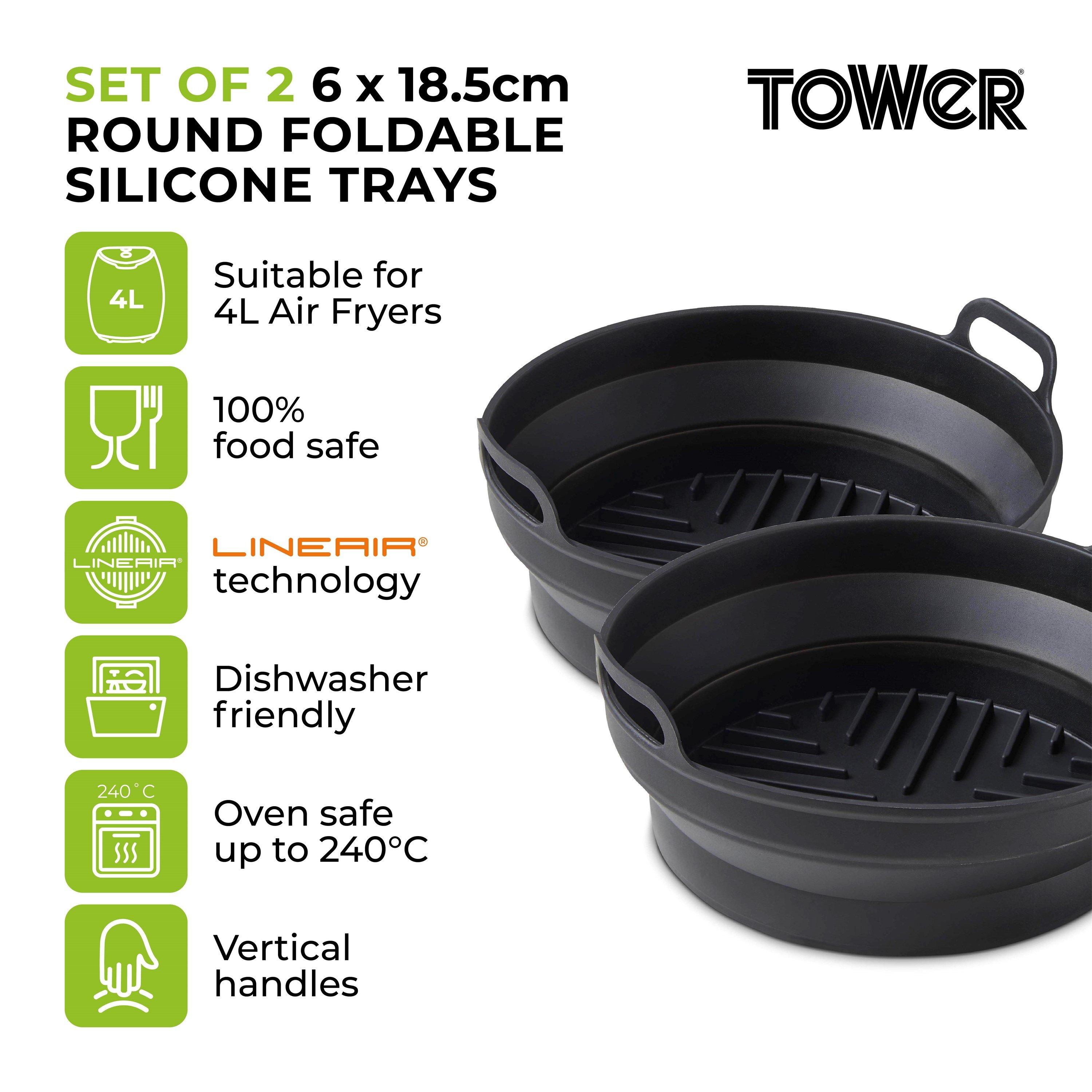 Black - Tower - 2 x Round Foldable Trays - 3