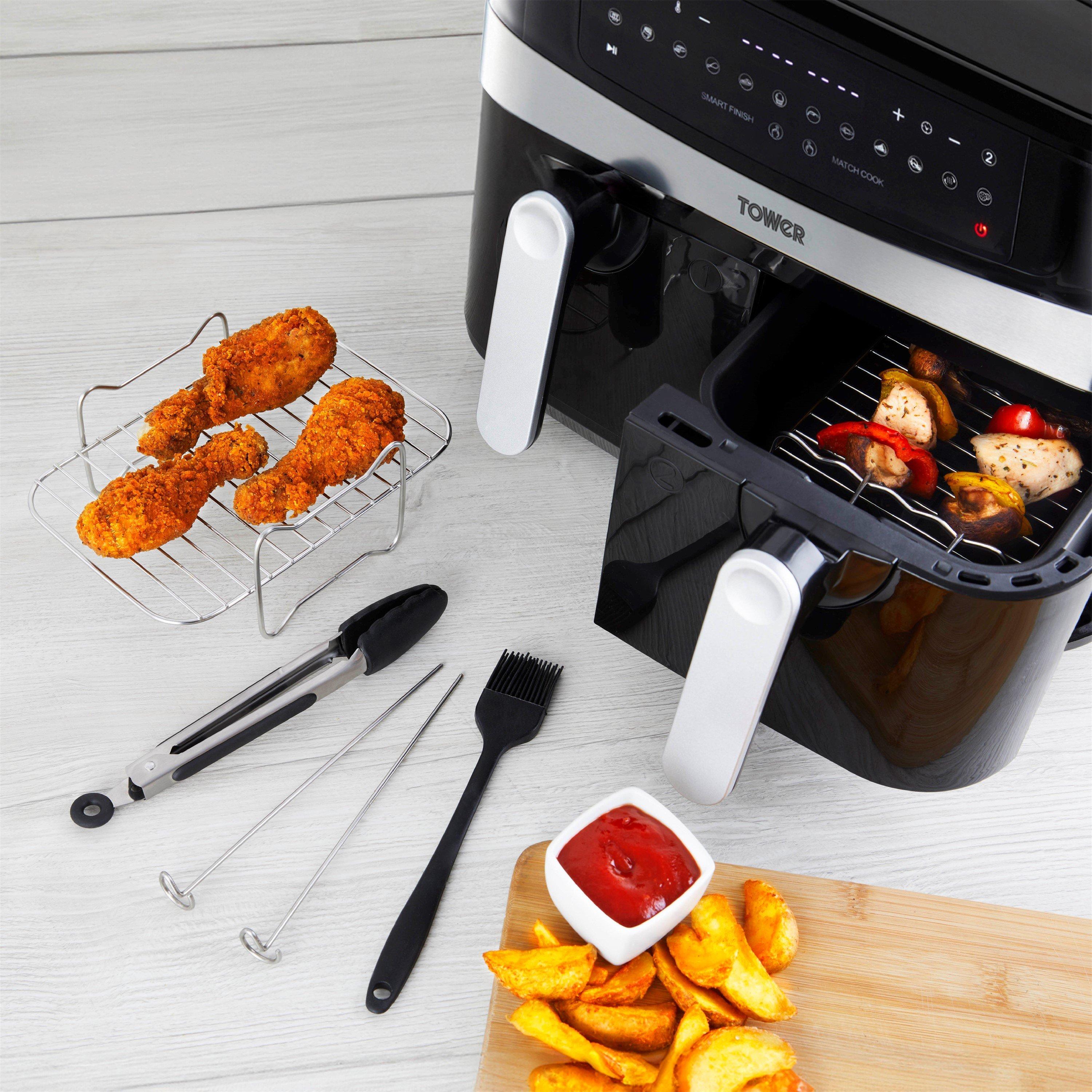 Black - Tower - 8 Piece Air Fryer Accessories Set - 1