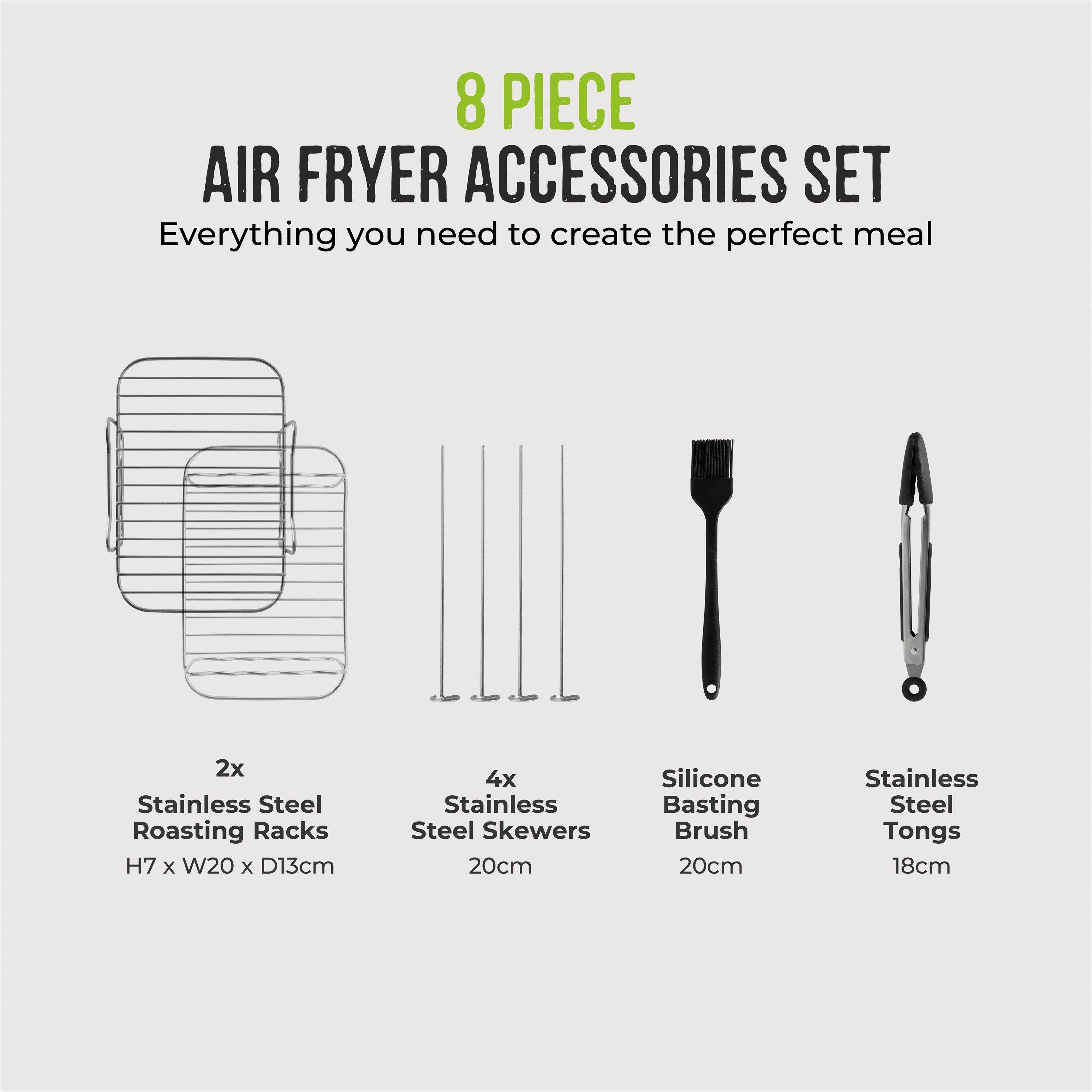Black - Tower - 8 Piece Air Fryer Accessories Set - 8