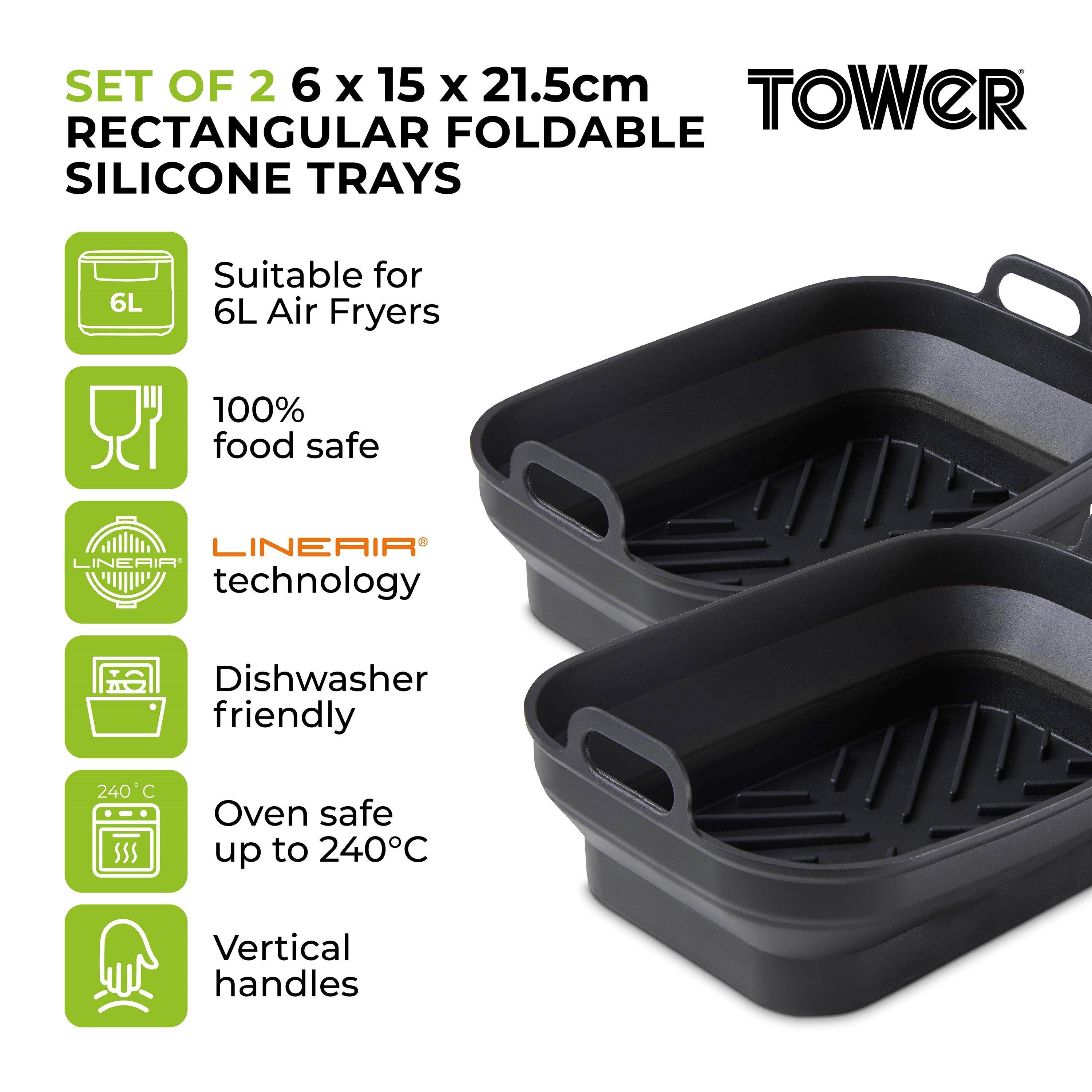 Black - Tower - 2 x Rectangular Foldable Trays - 2
