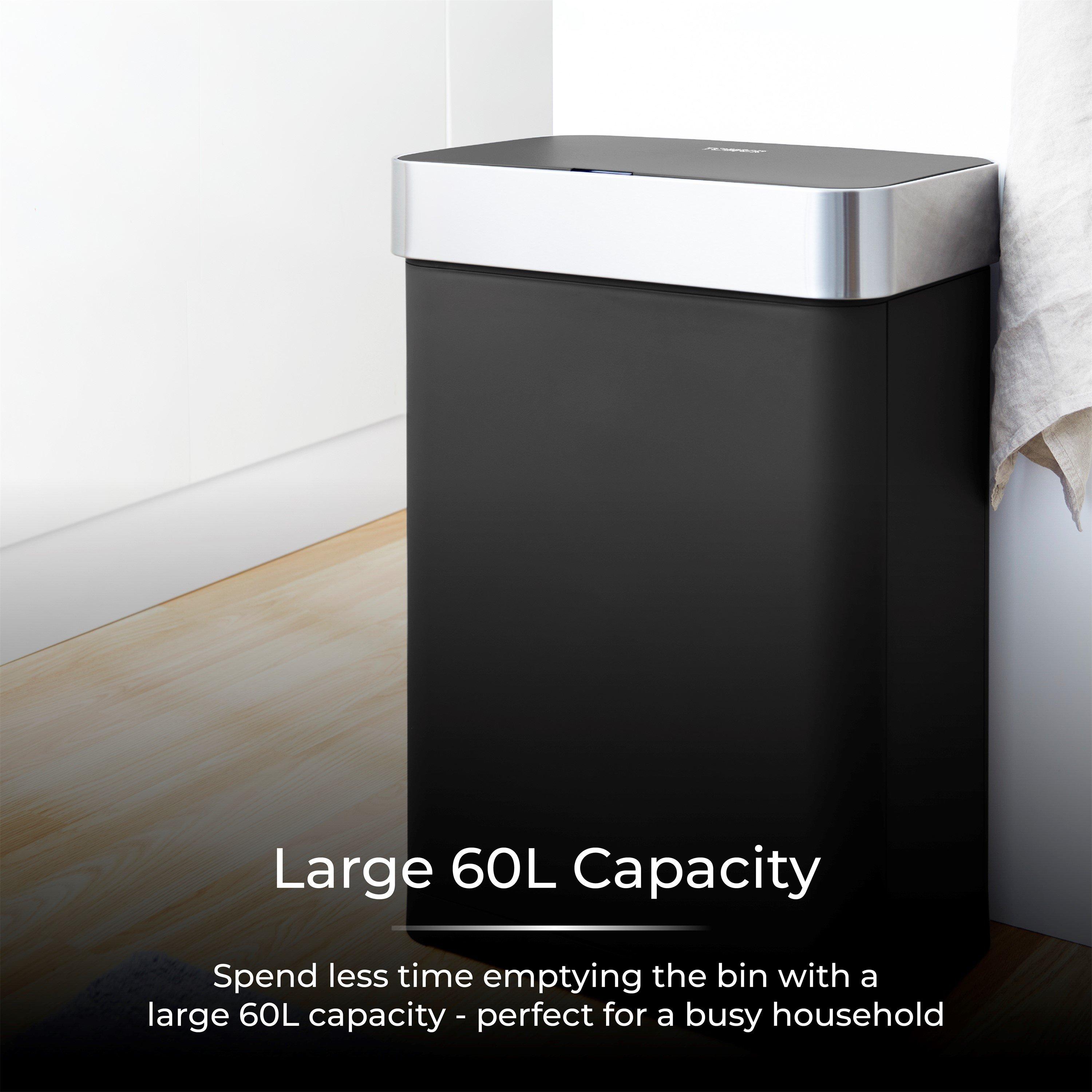 Black - Tower - 60L Compact Sensor Bin Black - 3