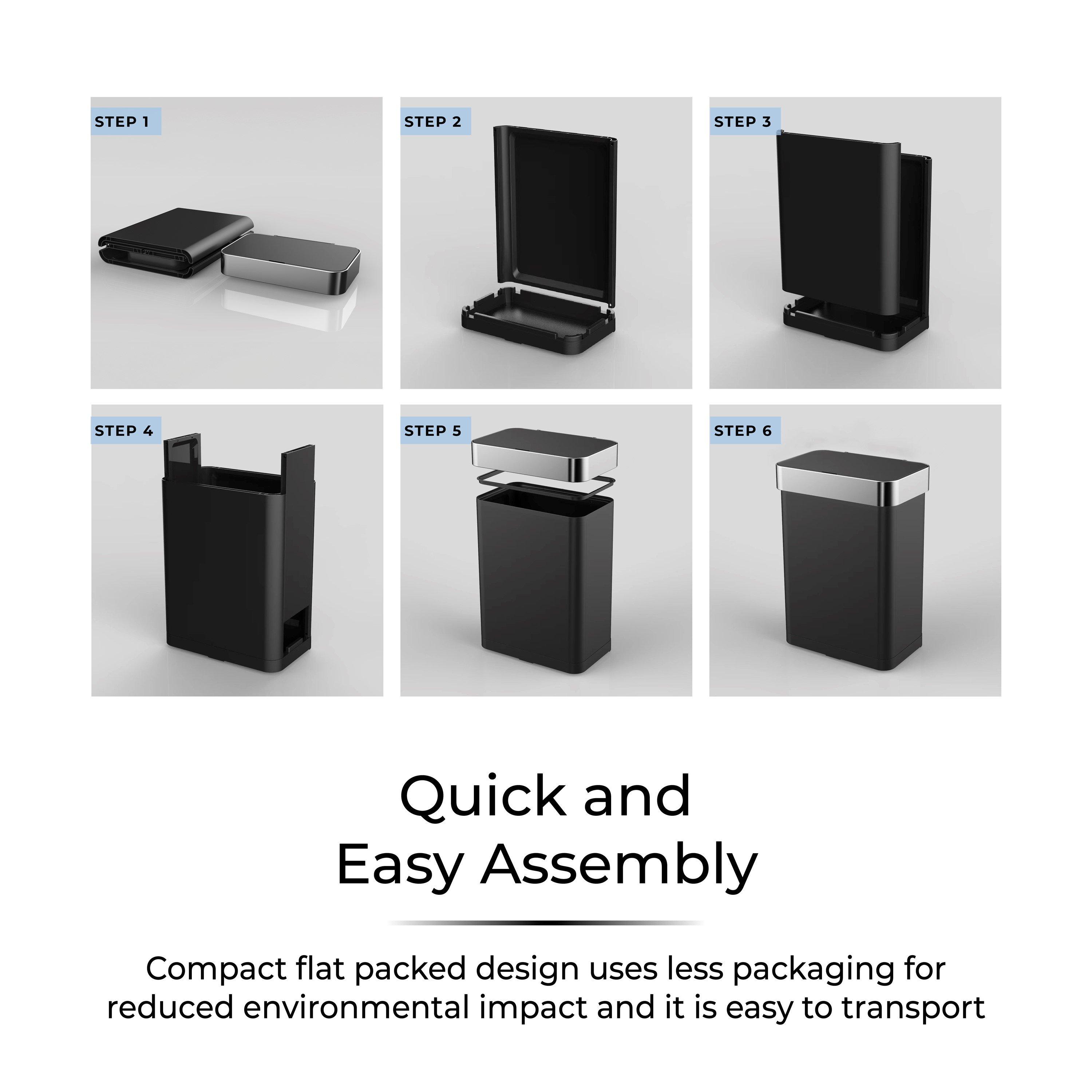 Black - Tower - 60L Compact Sensor Bin Black - 5