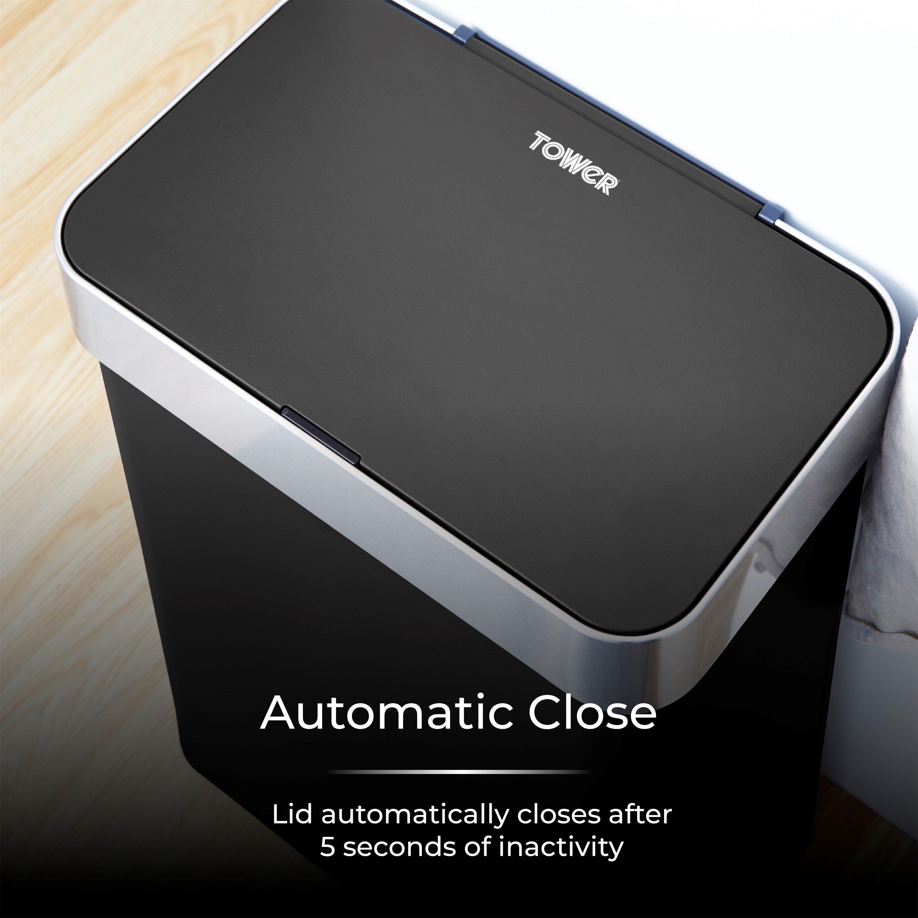 Black - Tower - 60L Compact Sensor Bin Black - 6