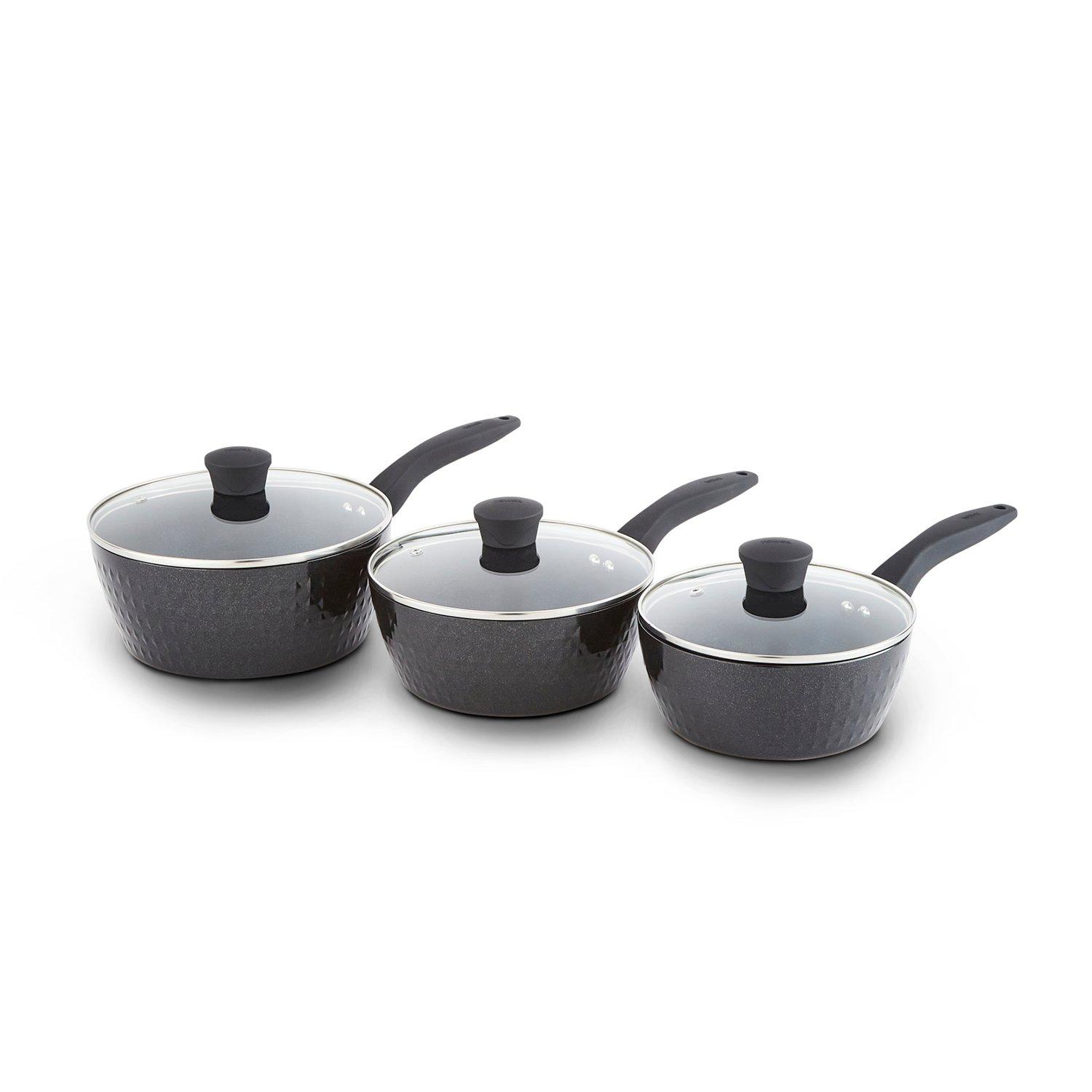 Black - Tower - Diamo 3 Piece Saucepan Set - 1