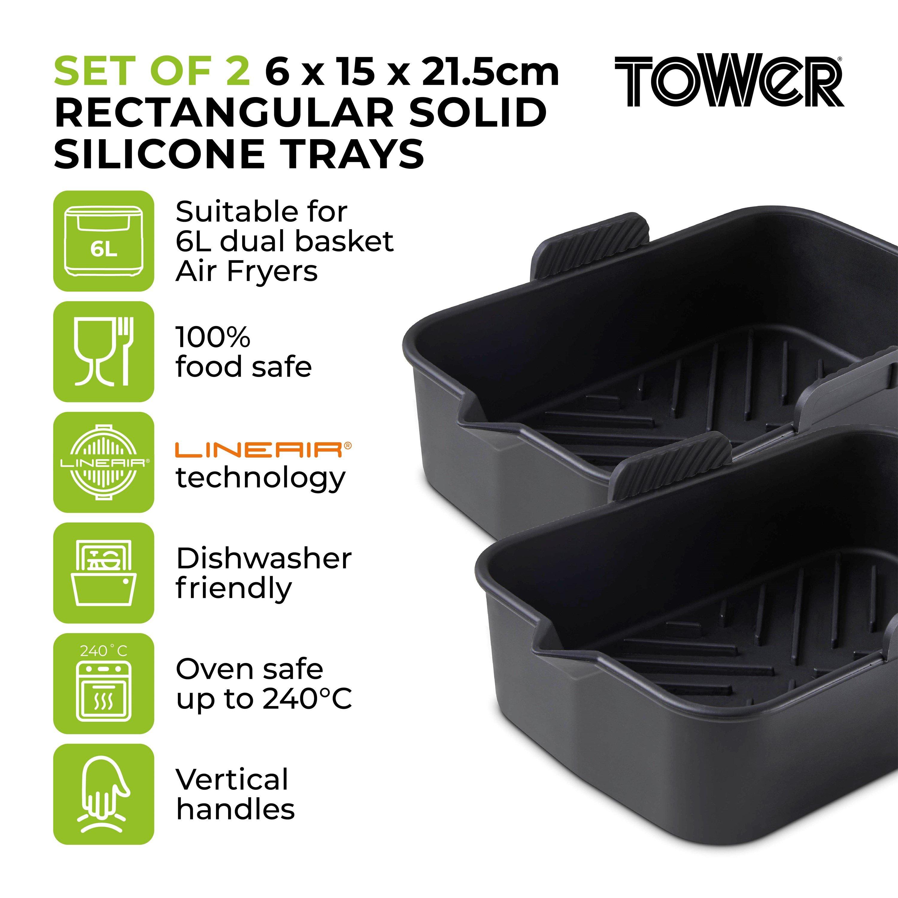Black - Tower - 2 x Rectangular Solid Trays - 2