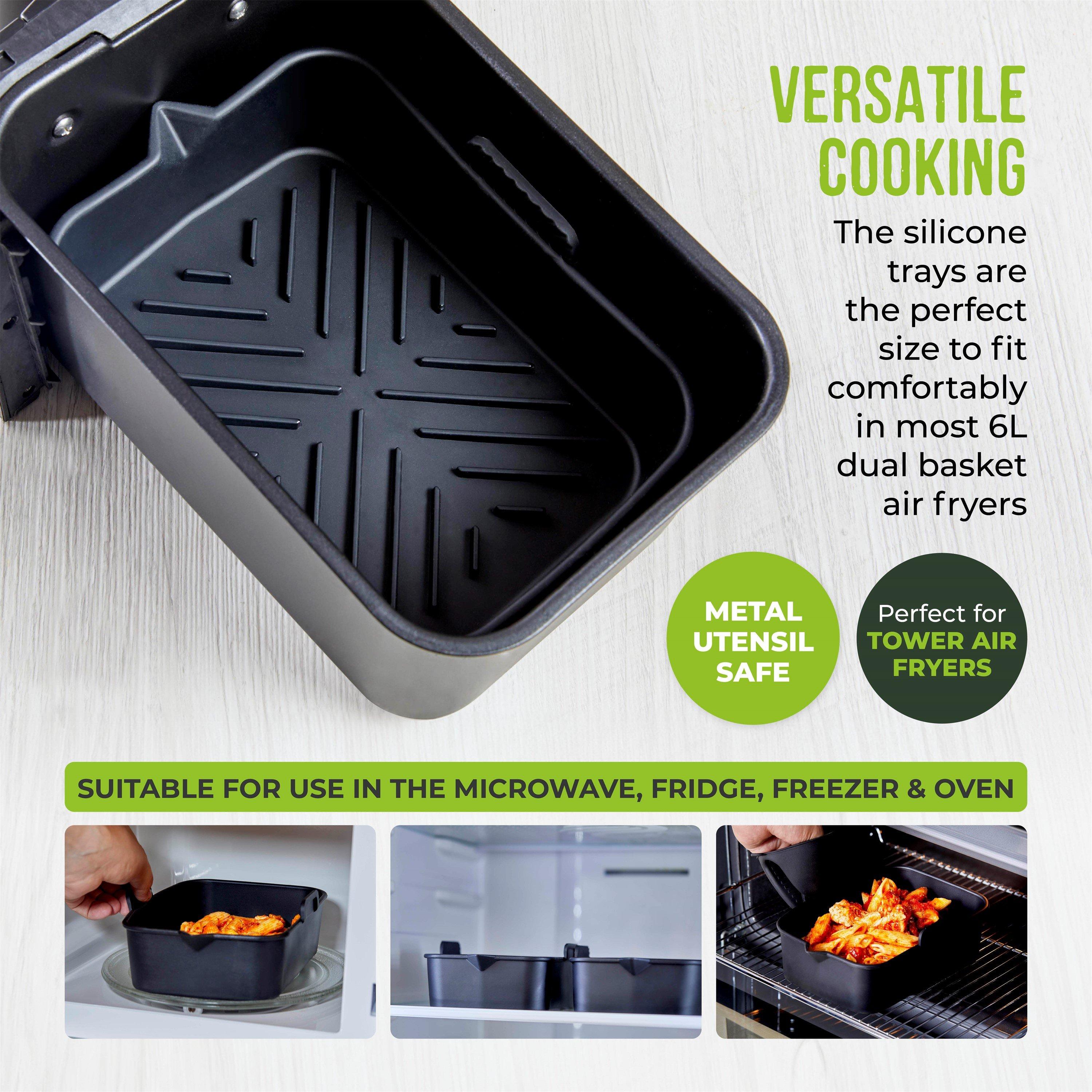 Black - Tower - 2 x Rectangular Solid Trays - 3