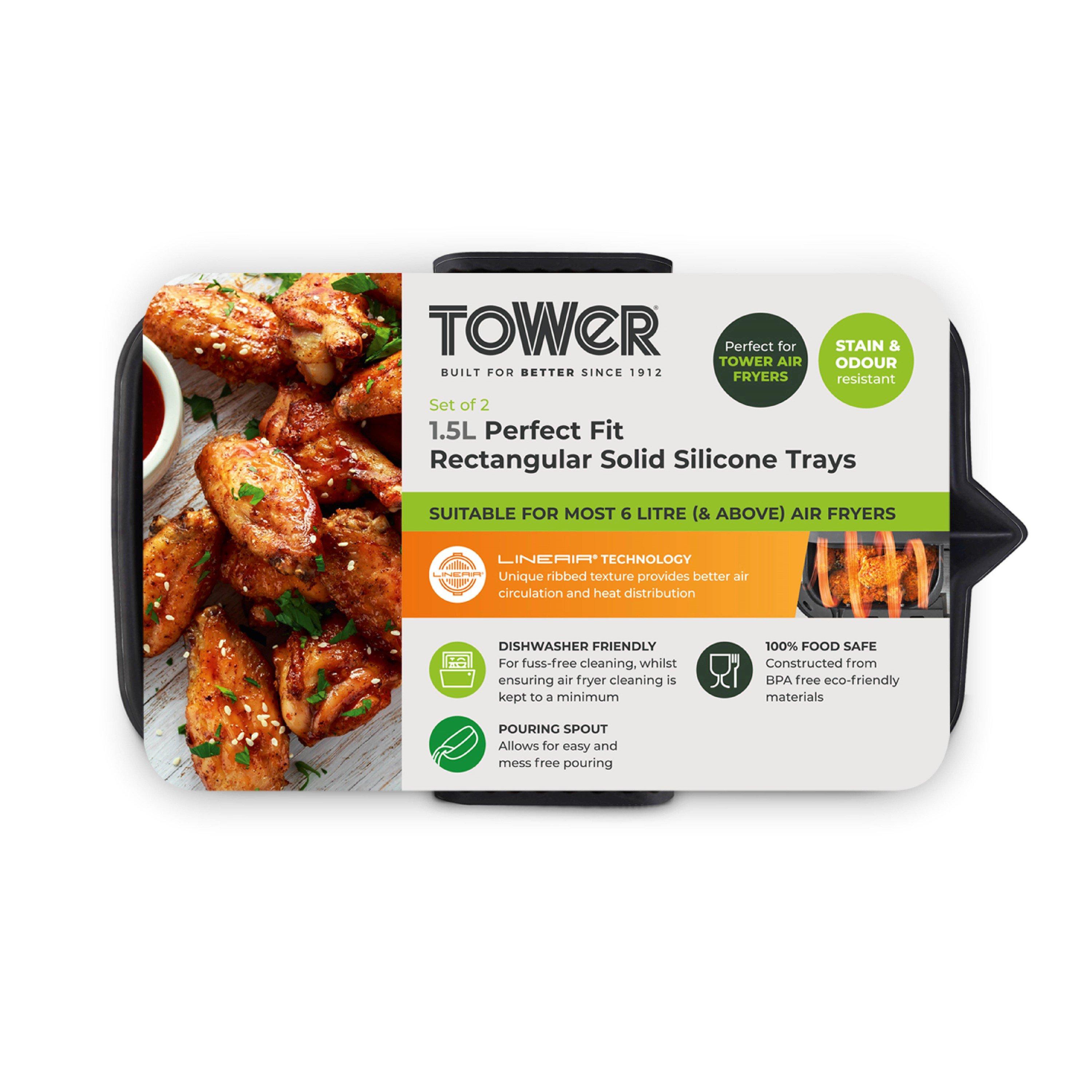 Black - Tower - 2 x Rectangular Solid Trays - 10