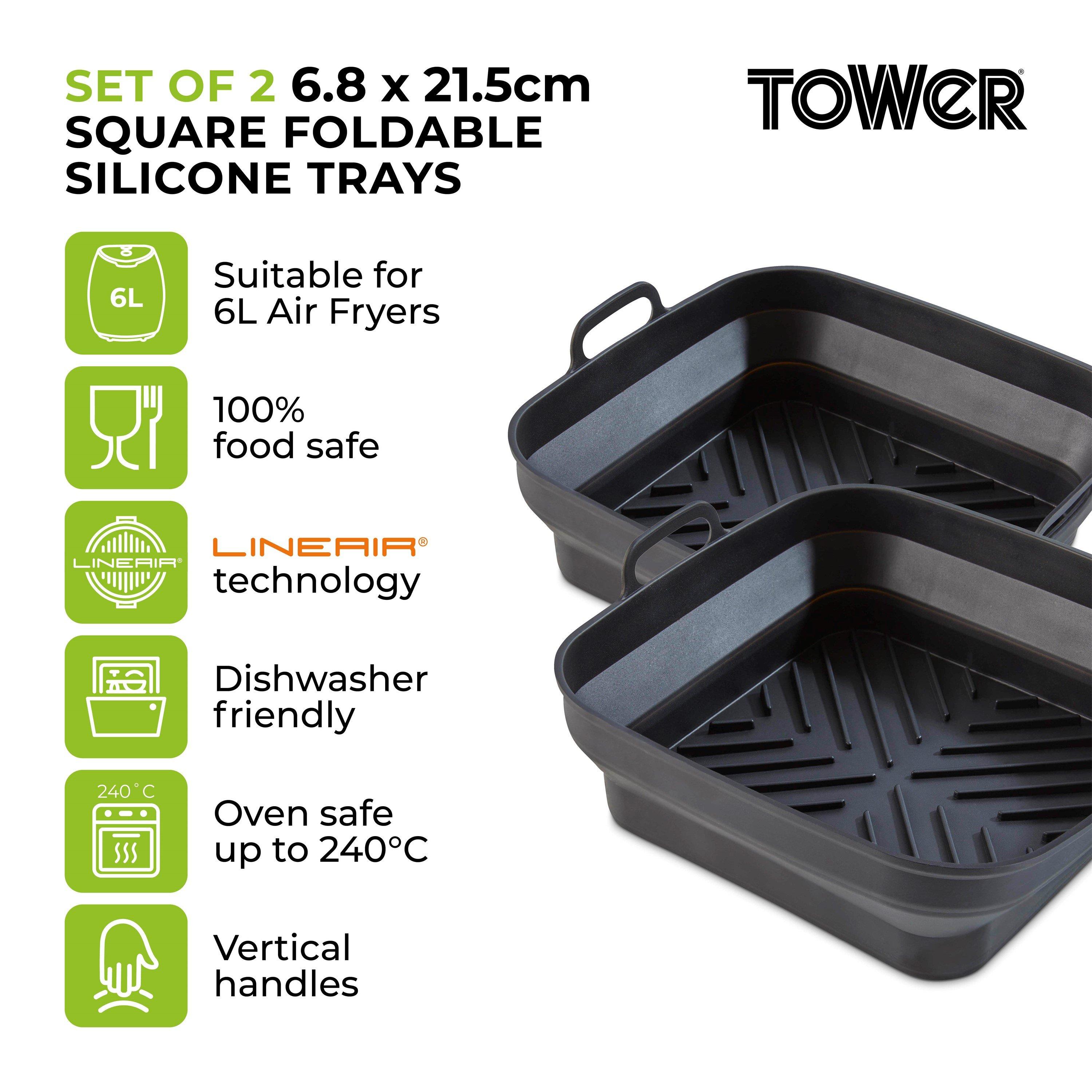 Black - Tower - 2 x Square Foldable Trays - 2