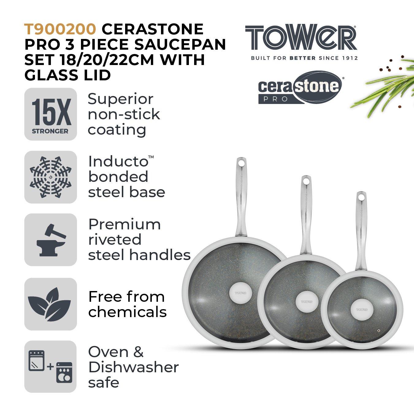 Graphite - Tower - Cerastone Pro 3 Piece Saucepan Set - 2