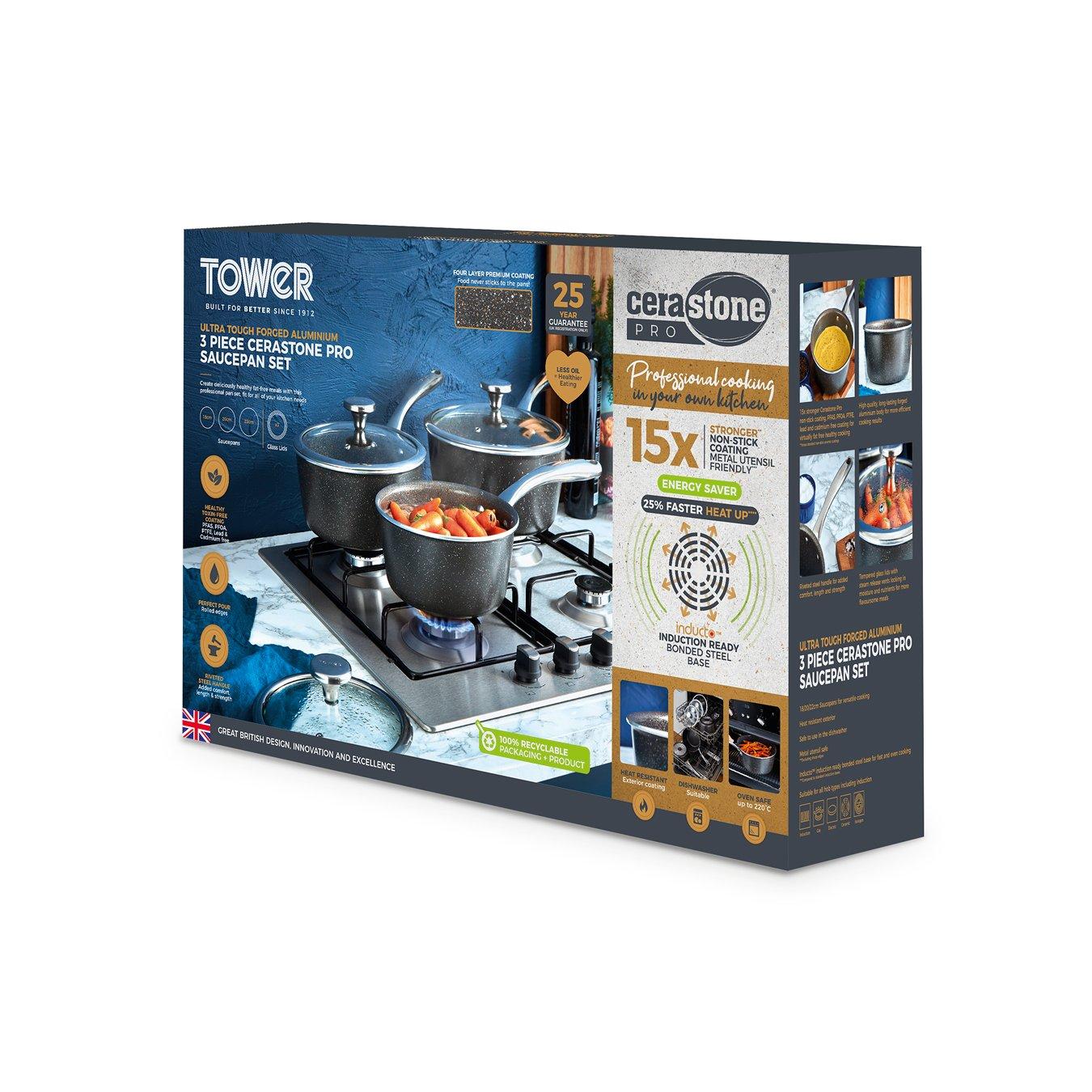 Graphite - Tower - Cerastone Pro 3 Piece Saucepan Set - 11