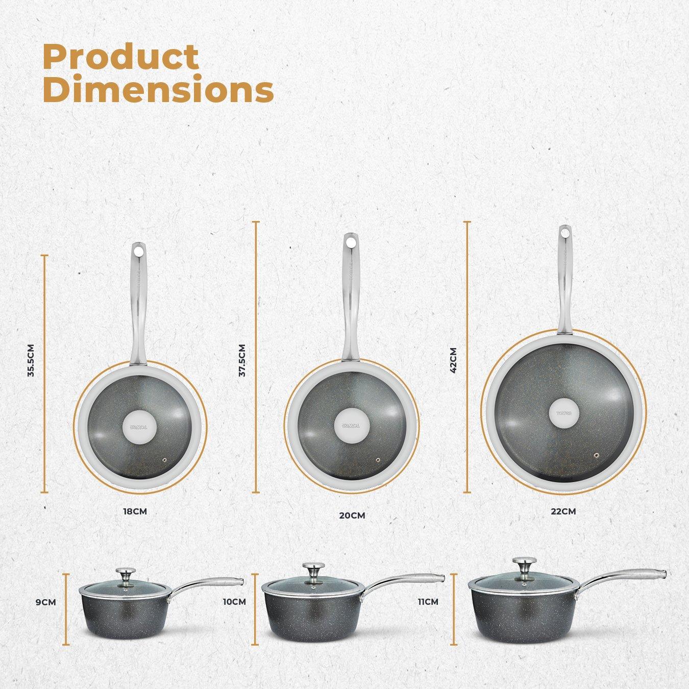 Graphite - Tower - Cerastone Pro 3 Piece Saucepan Set - 8