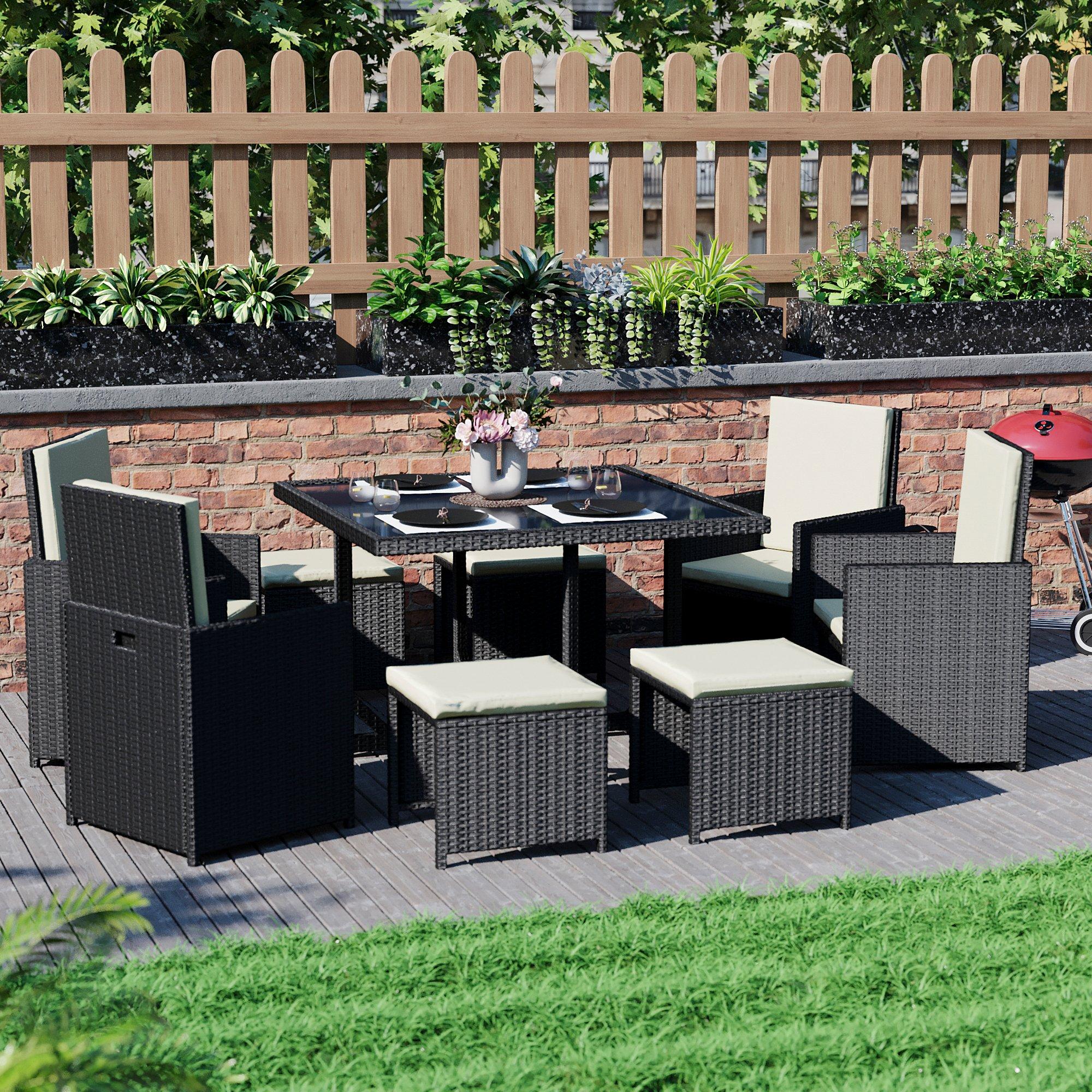 Garden Vida Cuba 8 Seater Rattan Set + Cover