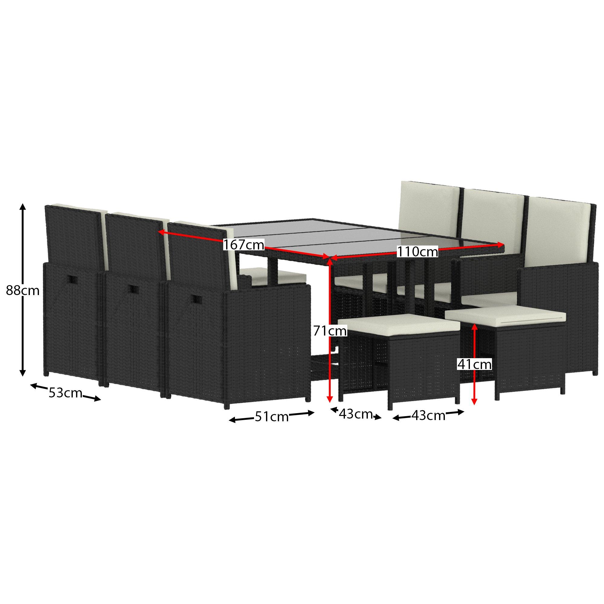 Black - Lassic - Garden Vida Cuba 10 Seater Rattan Set + Cover - 2