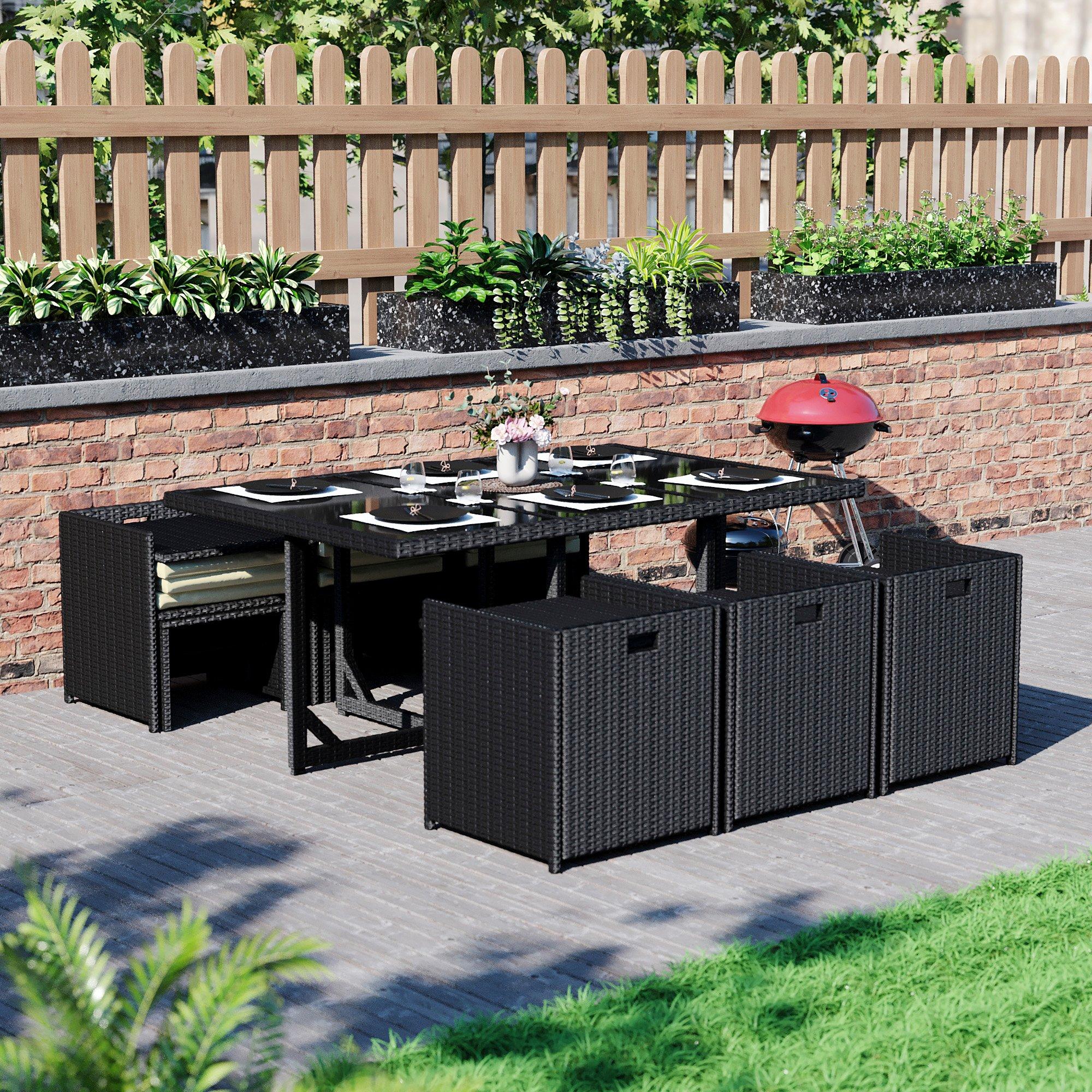 Black - Lassic - Garden Vida Cuba 10 Seater Rattan Set + Cover - 3