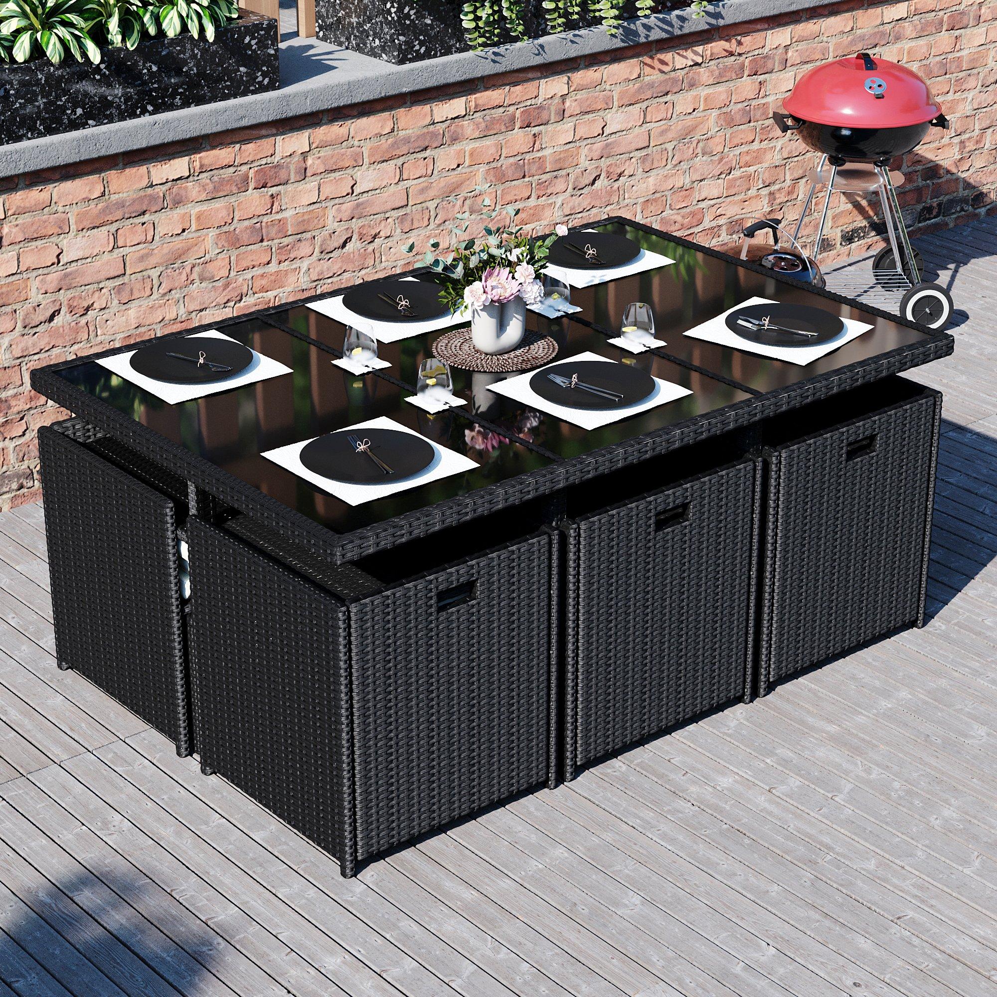 Black - Lassic - Garden Vida Cuba 10 Seater Rattan Set + Cover - 4