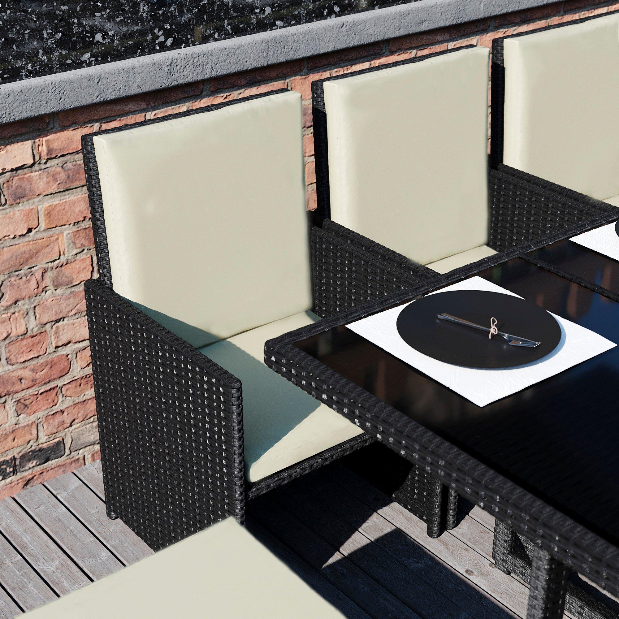 Black - Lassic - Garden Vida Cuba 10 Seater Rattan Set + Cover - 5