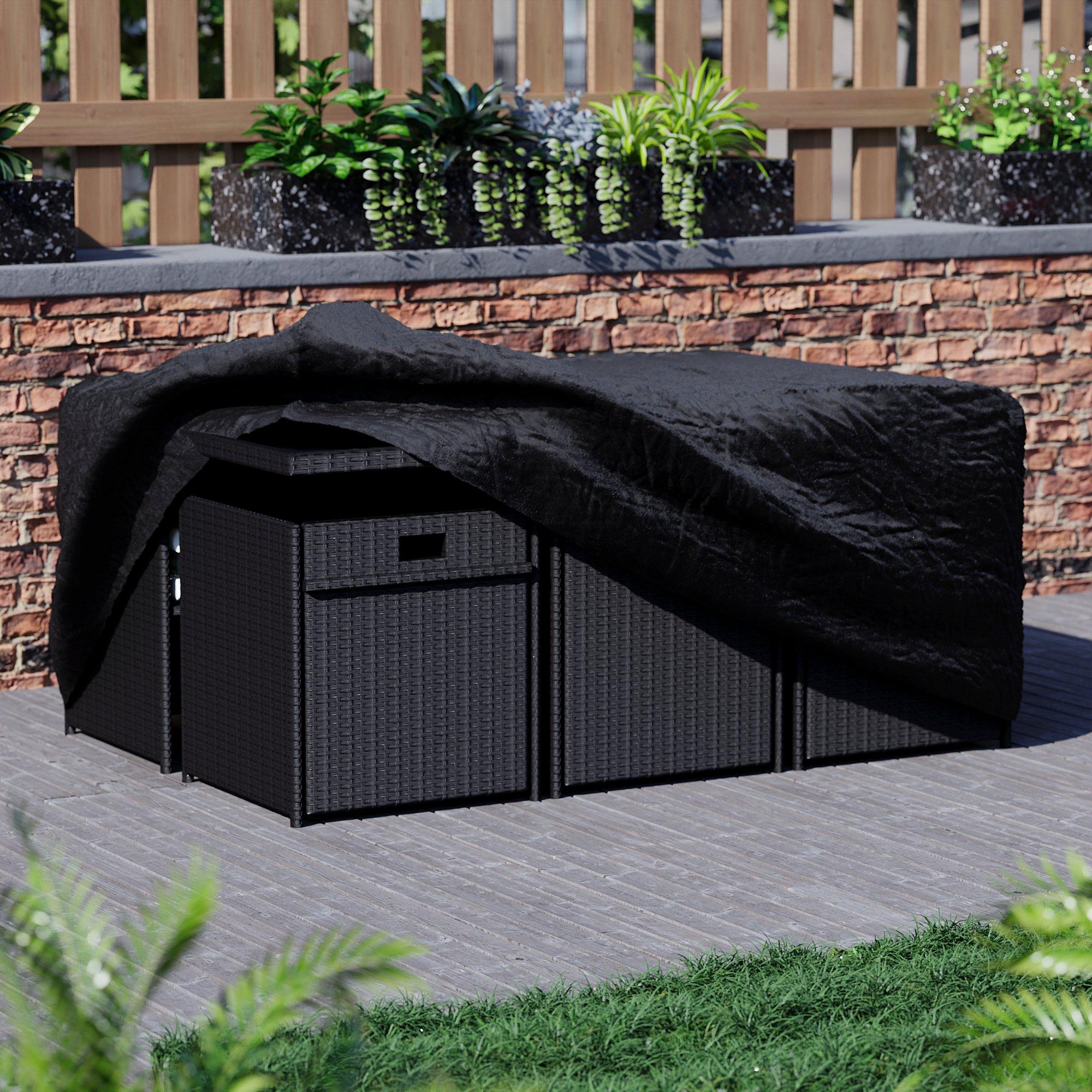 Black - Lassic - Garden Vida Cuba 10 Seater Rattan Set + Cover - 9