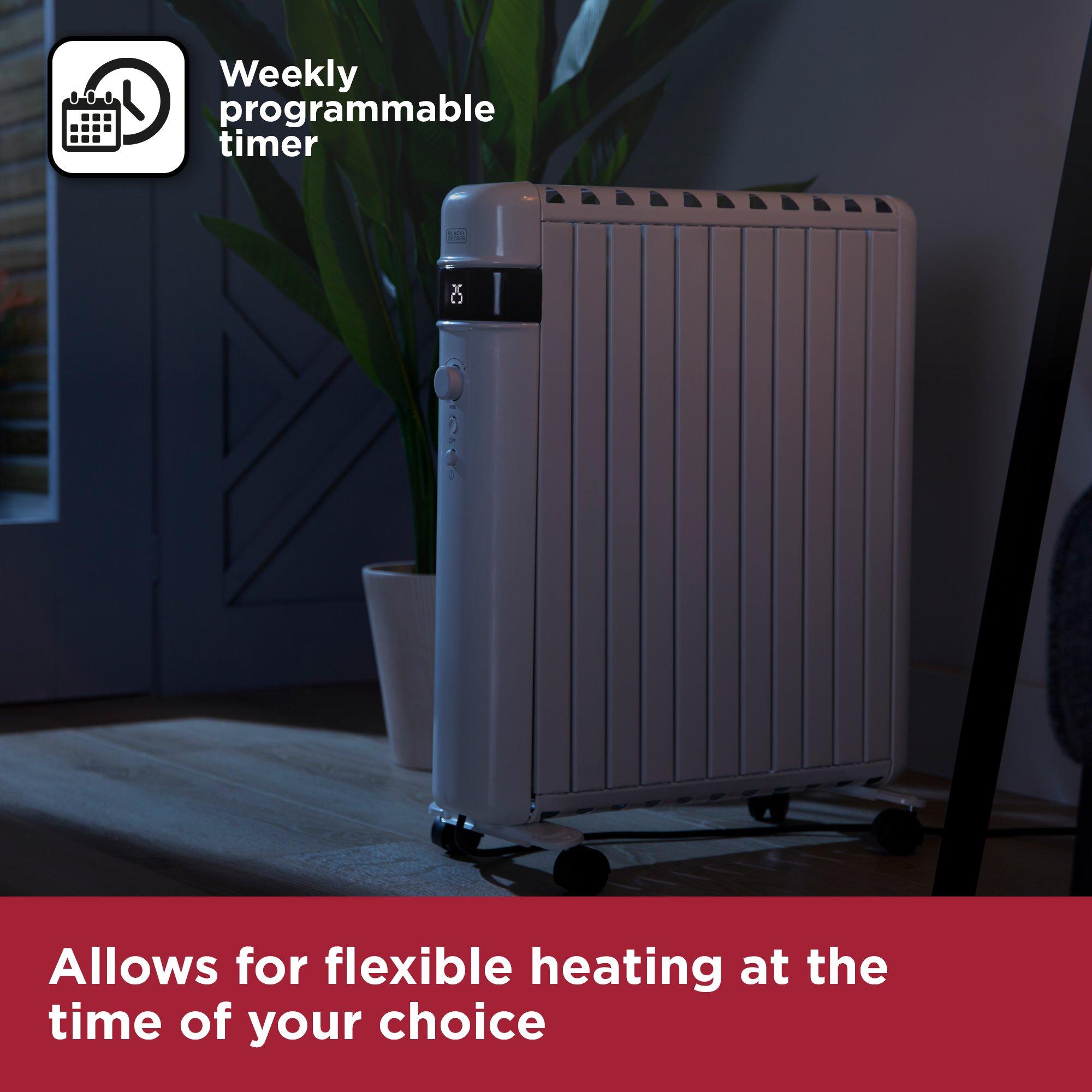 White - Black and Decker - 1.5KW Digital Oil Free Radiator 24 Hour Weekly Tim - 7