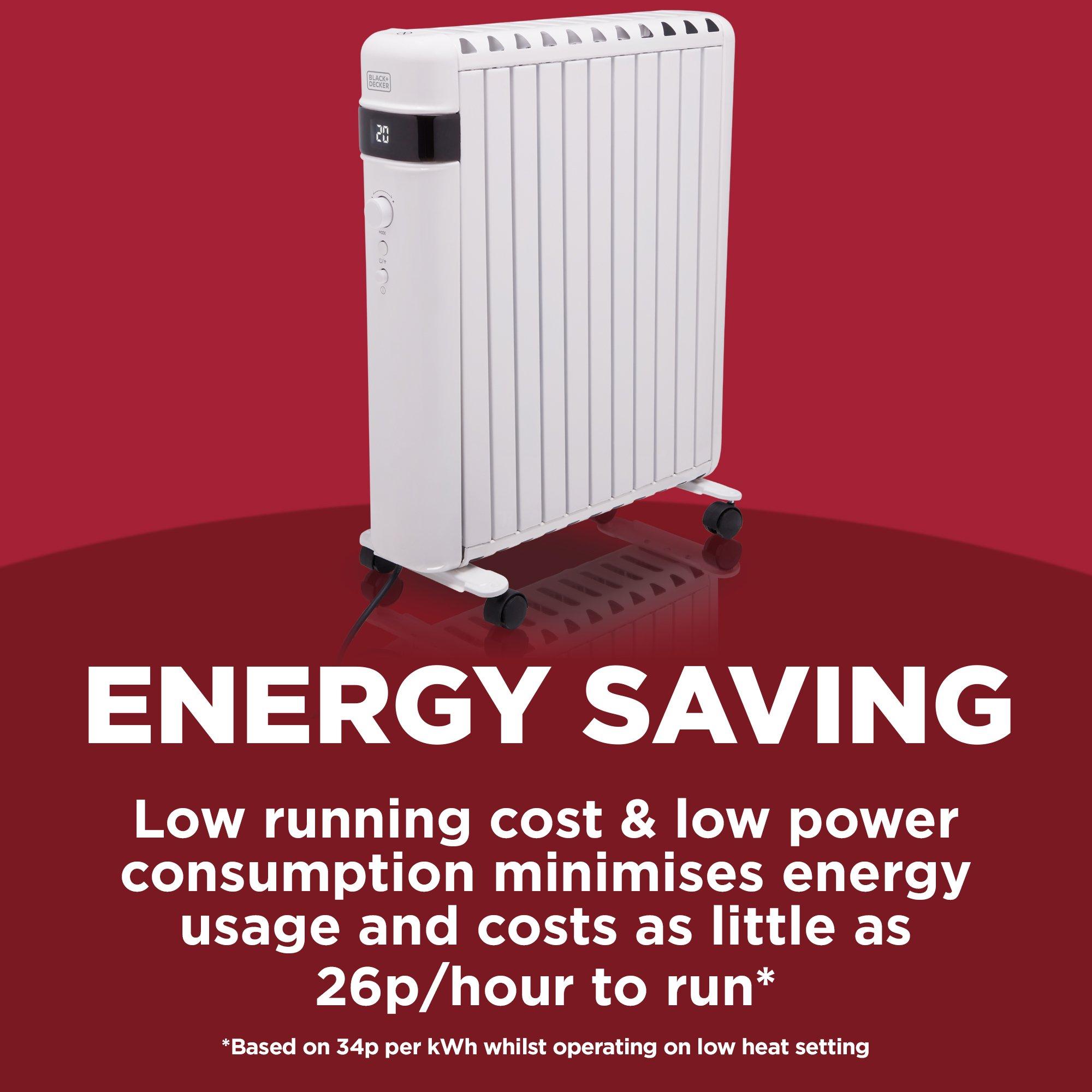 White - Black and Decker - 1.5KW Digital Oil Free Radiator 24 Hour Weekly Tim - 10