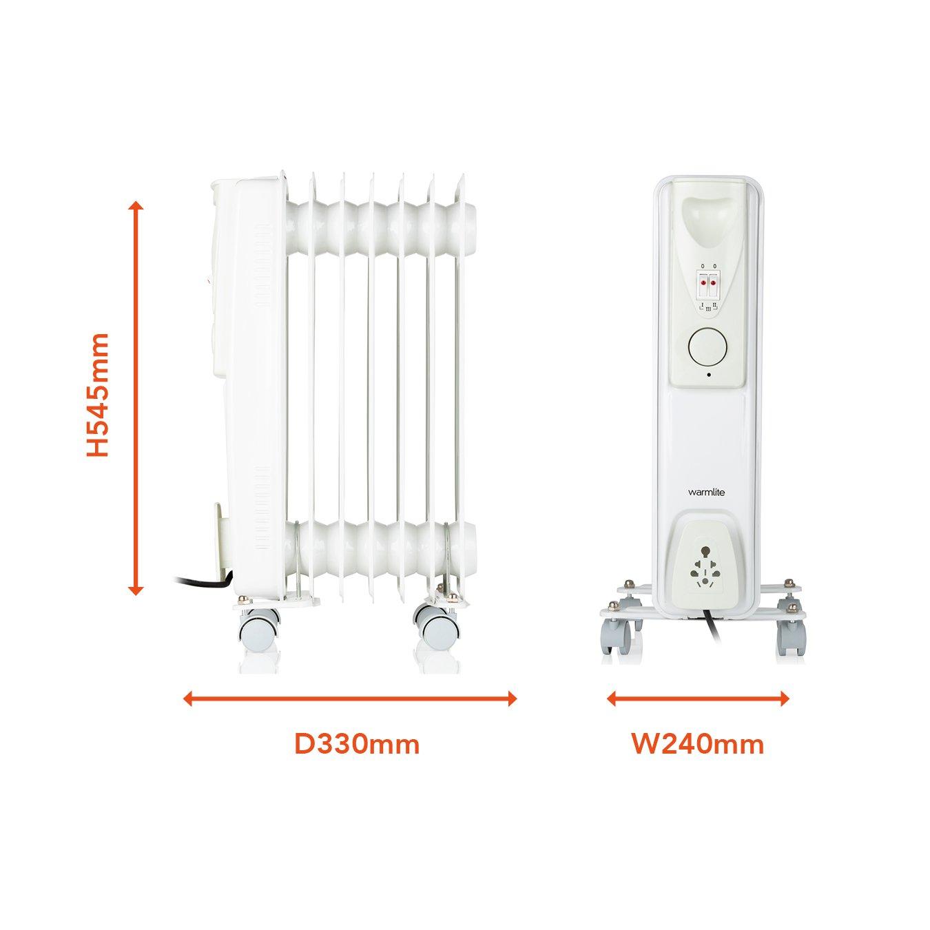 White - Warmlite - 1500W Oil Filled Radiator White - 9