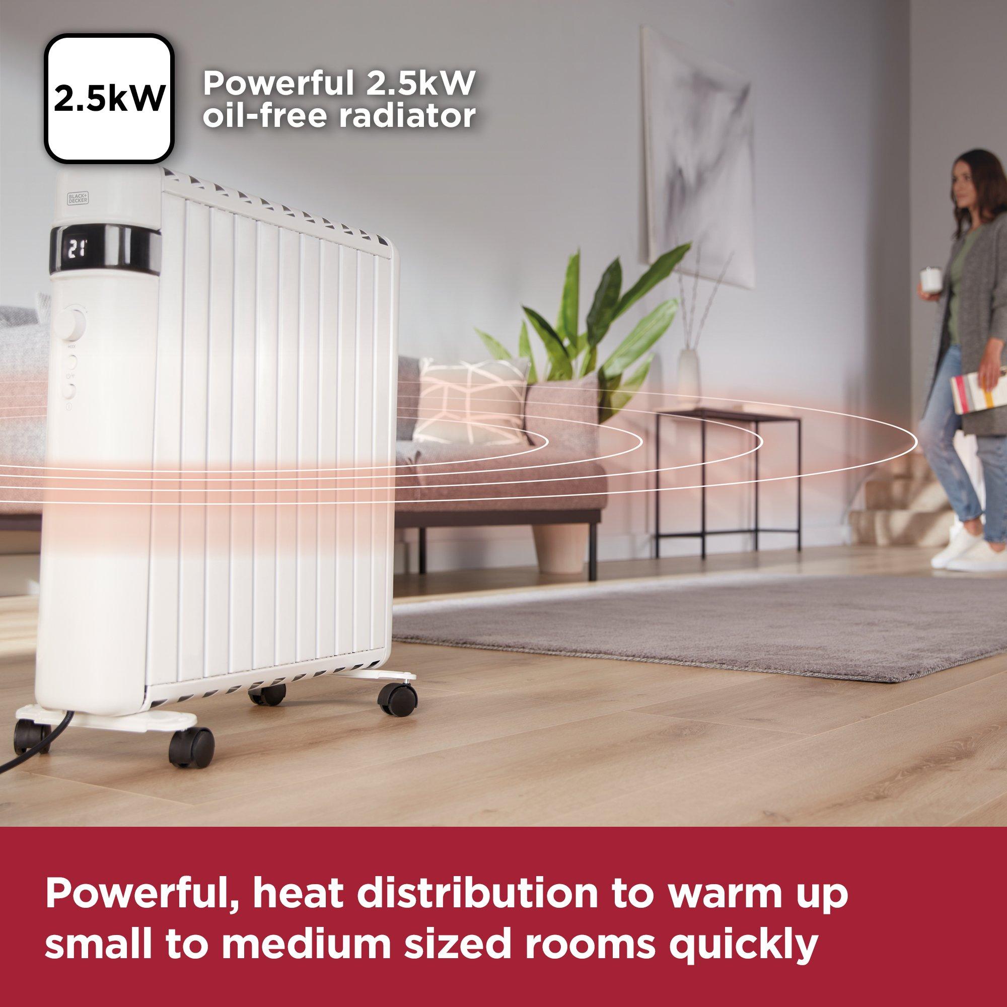 White - Black and Decker - 2.5KW Digital Oil Free Radiator 24 Hour Weekly Tim - 4