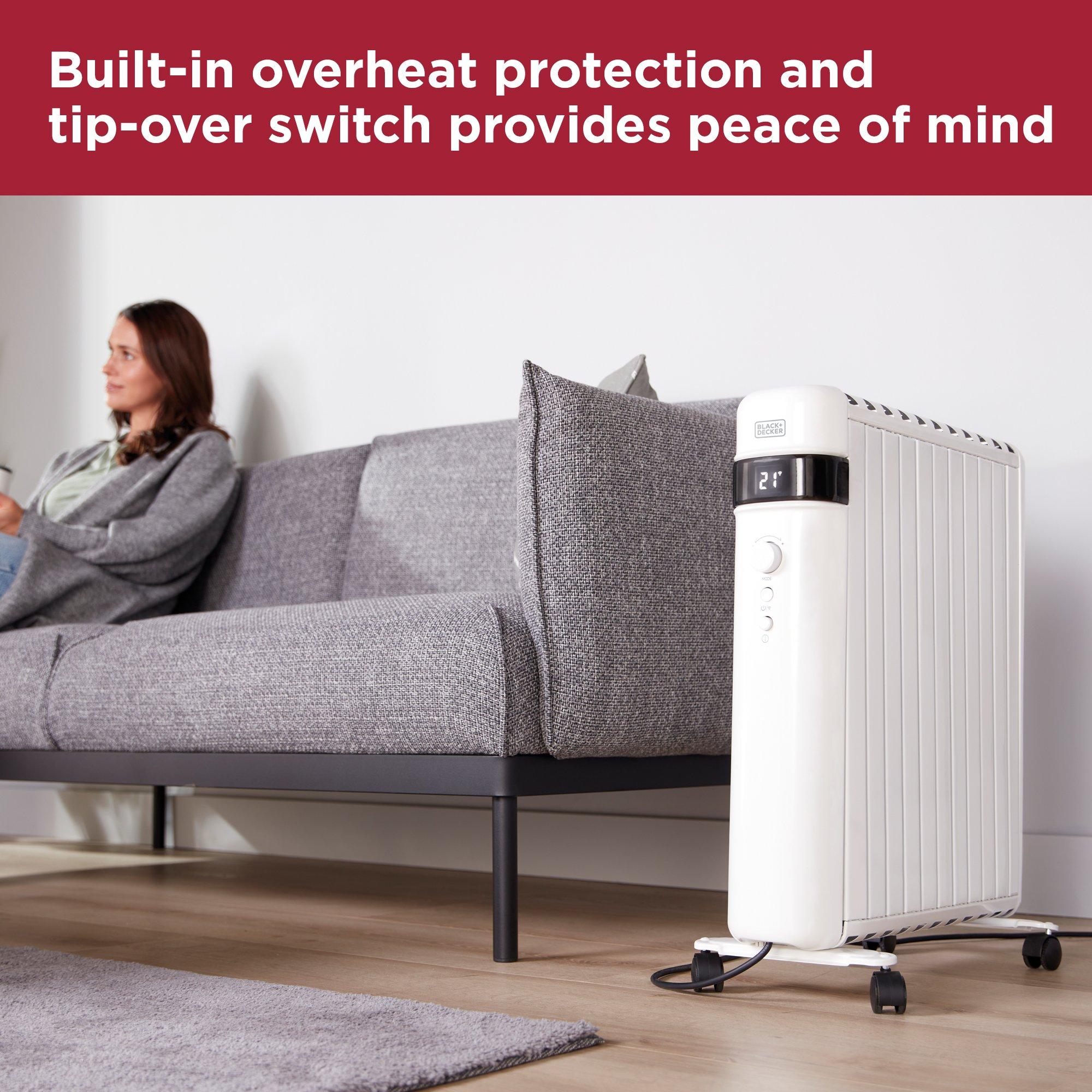 White - Black and Decker - 2.5KW Digital Oil Free Radiator 24 Hour Weekly Tim - 9