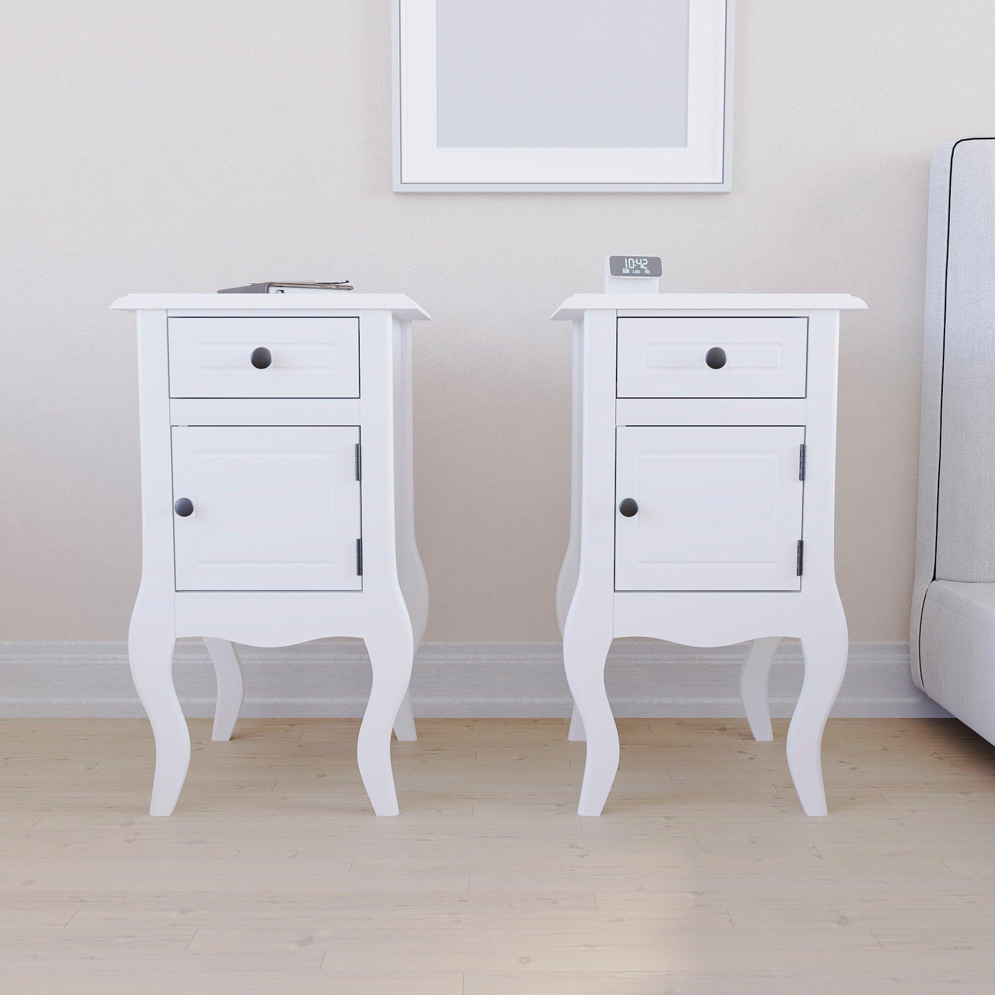 White - Lassic - Nishano 1 Drawer 1 Door Bedside Cabinet Set of 2 - 3