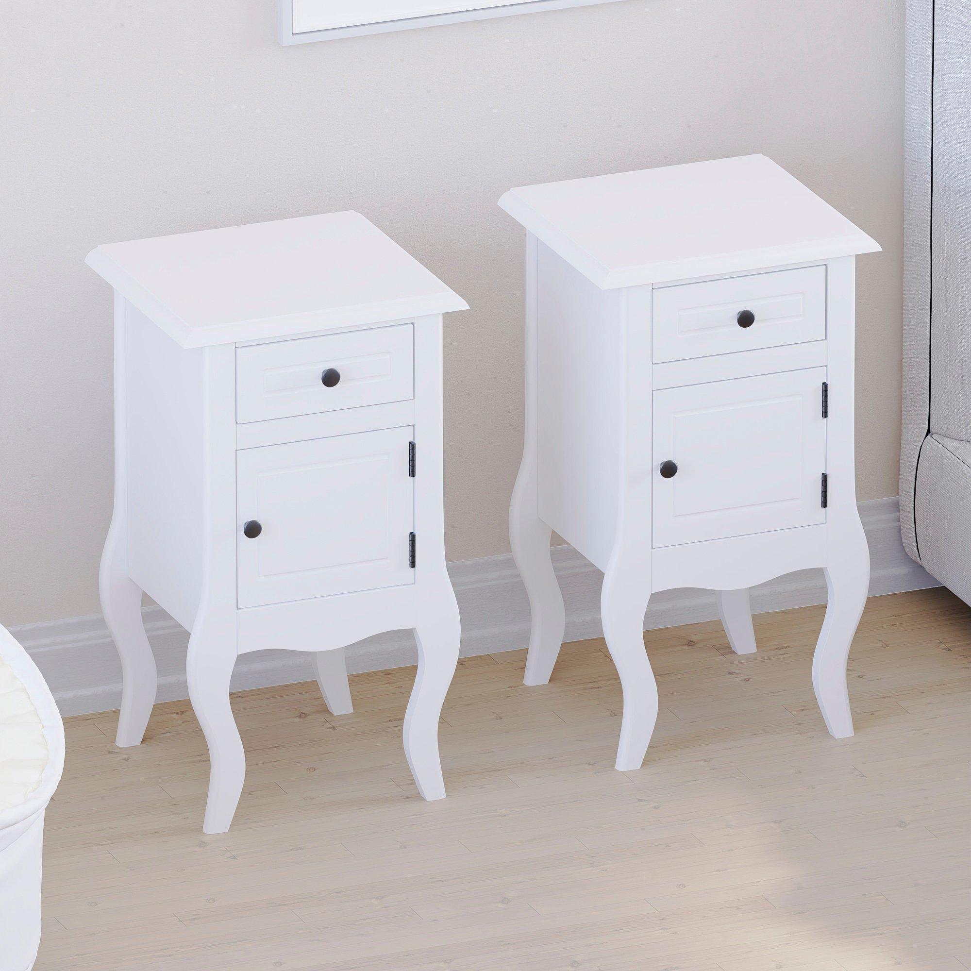 White - Lassic - Nishano 1 Drawer 1 Door Bedside Cabinet Set of 2 - 4