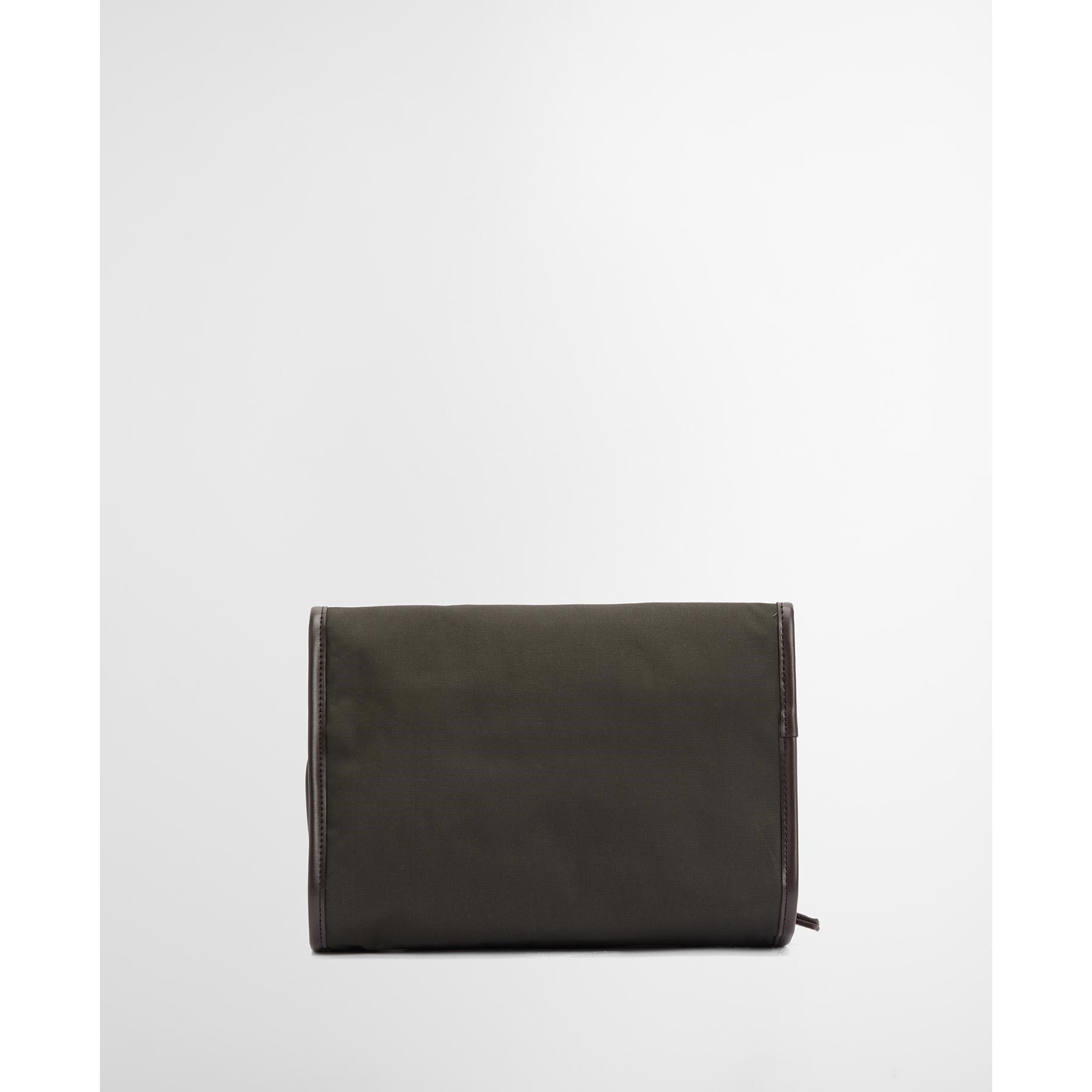 Olive/Beacon - Barbour - Mens Wax Hanging Washbag - 2
