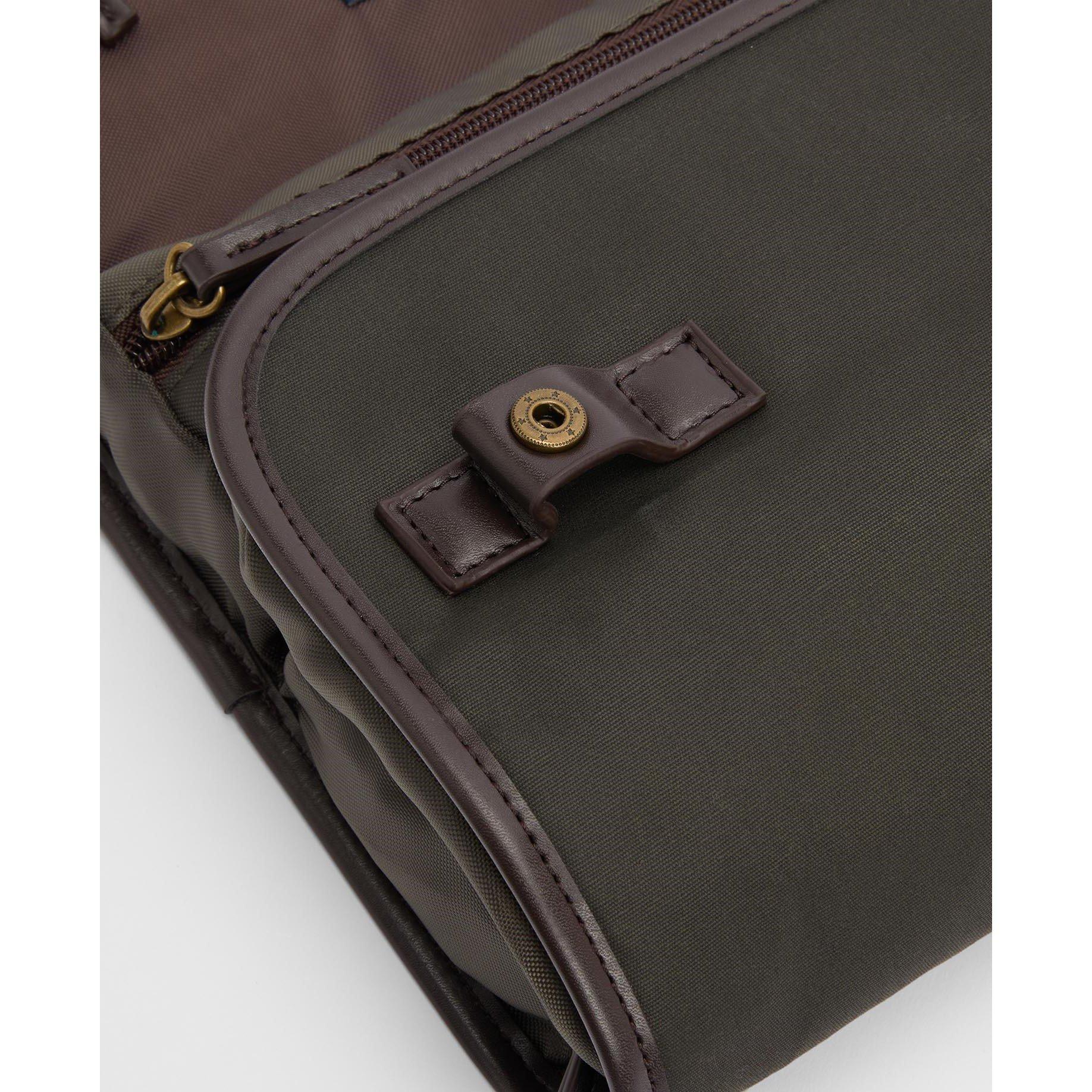 Olive/Beacon - Barbour - Mens Wax Hanging Washbag - 3